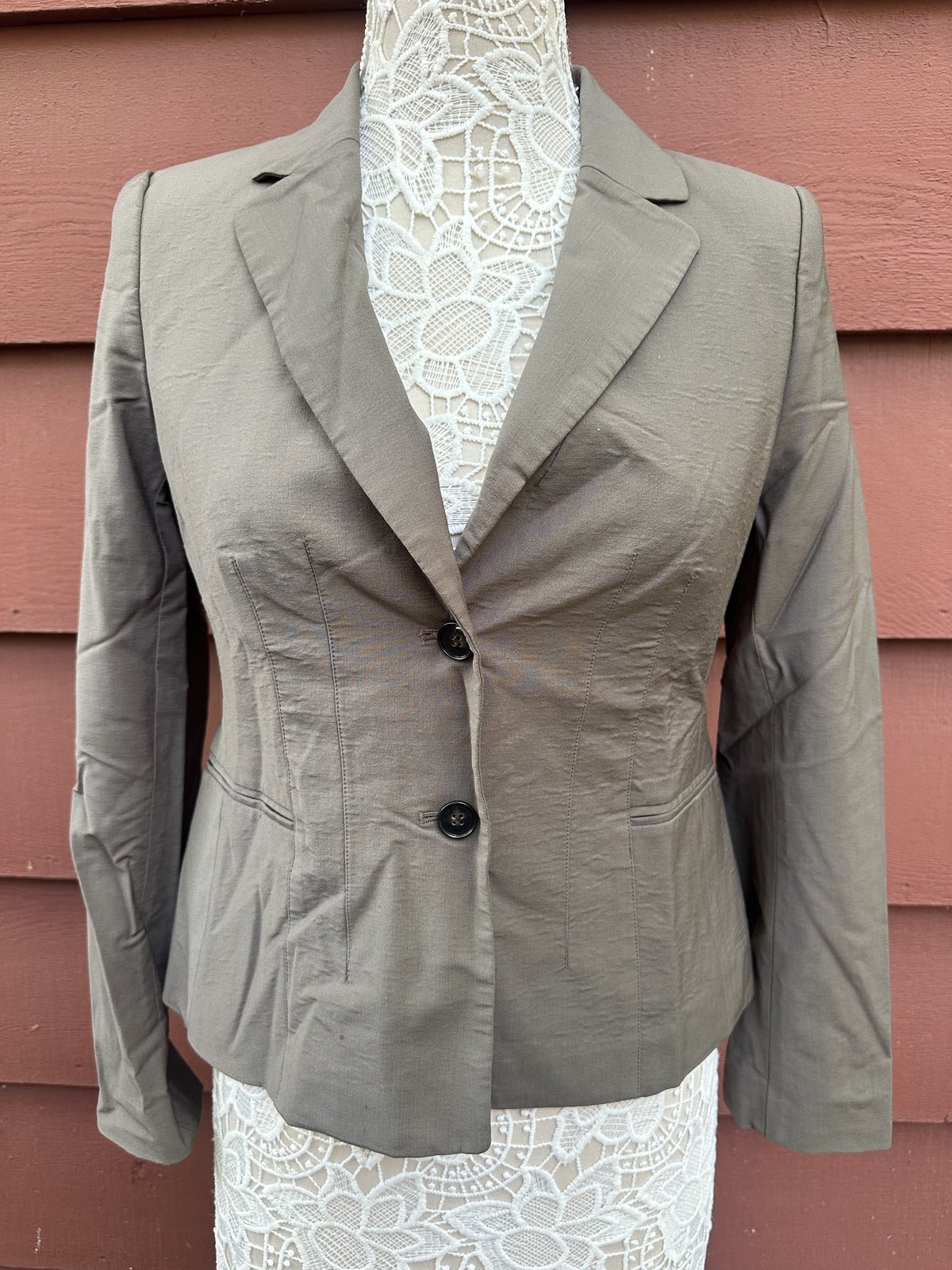 Ann Taylor Gray Blazer Jacket Classic Preppy Minimalist Workwear