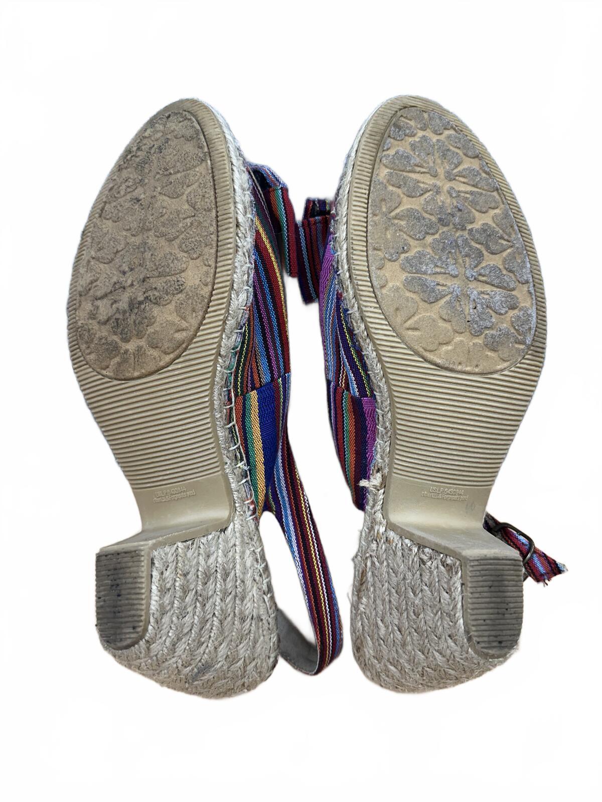 Croft & Barrow Colorful Striped Espadrille Wedge Sandals with Bow Accent
