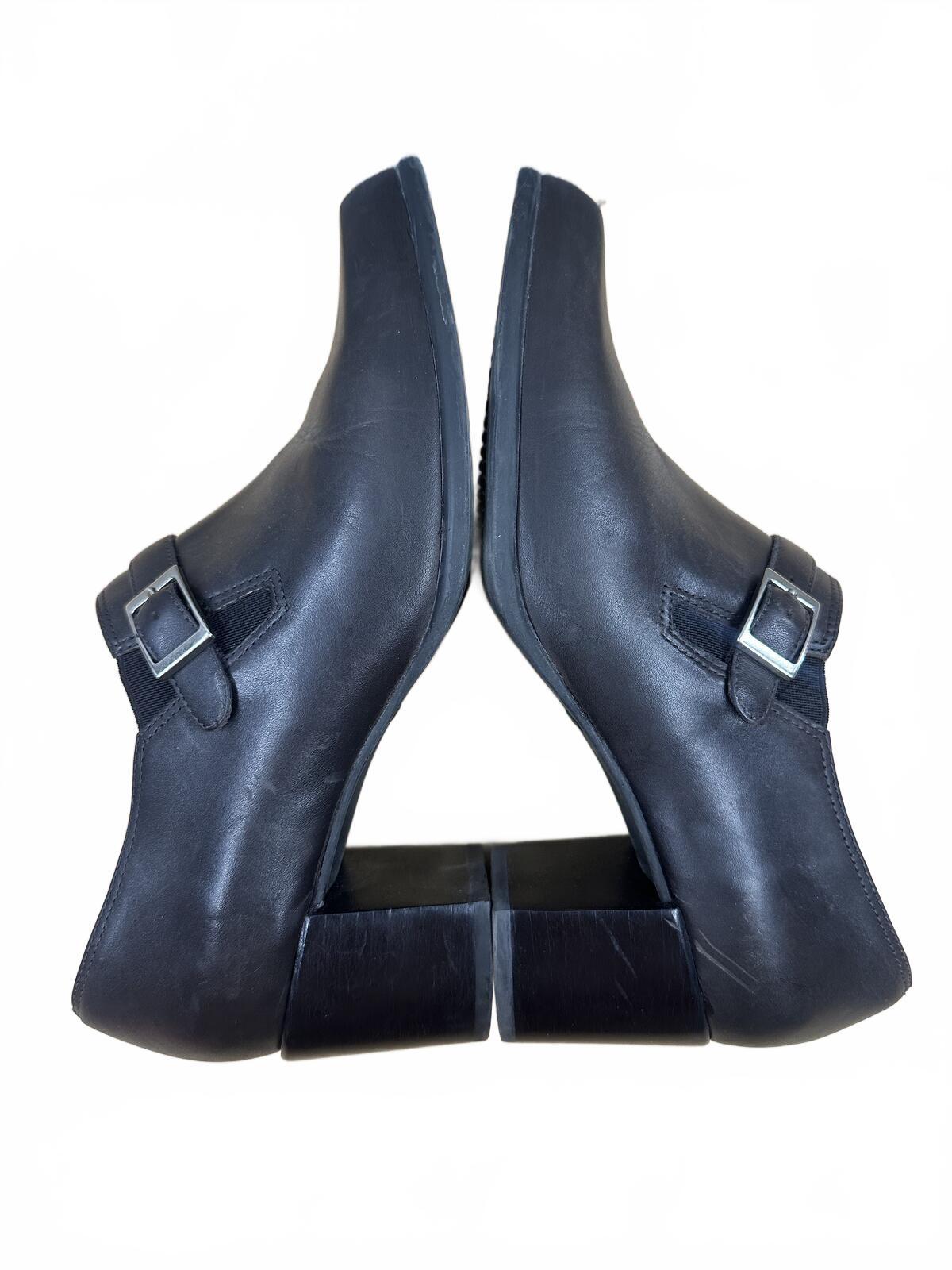 Naturalizer Black Leather Buckle Strap Heeled Shoes