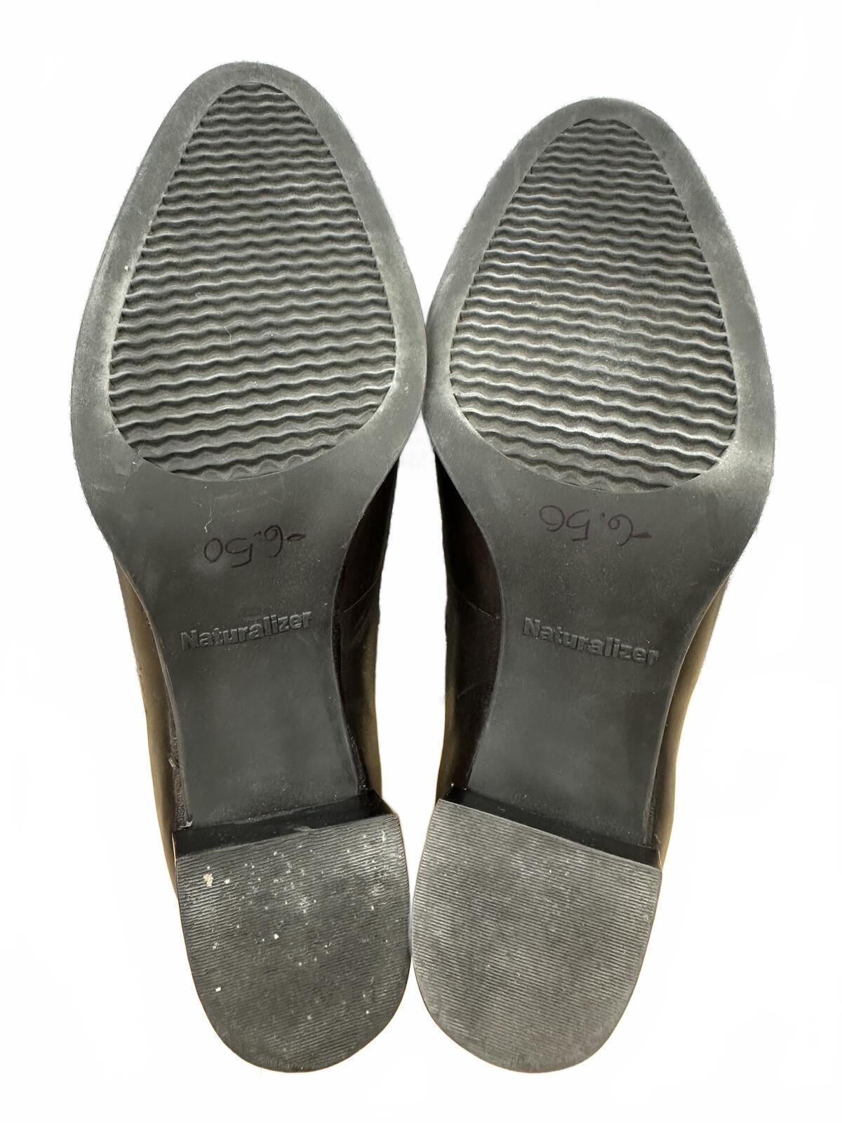 Naturalizer Black Leather Buckle Strap Heeled Shoes