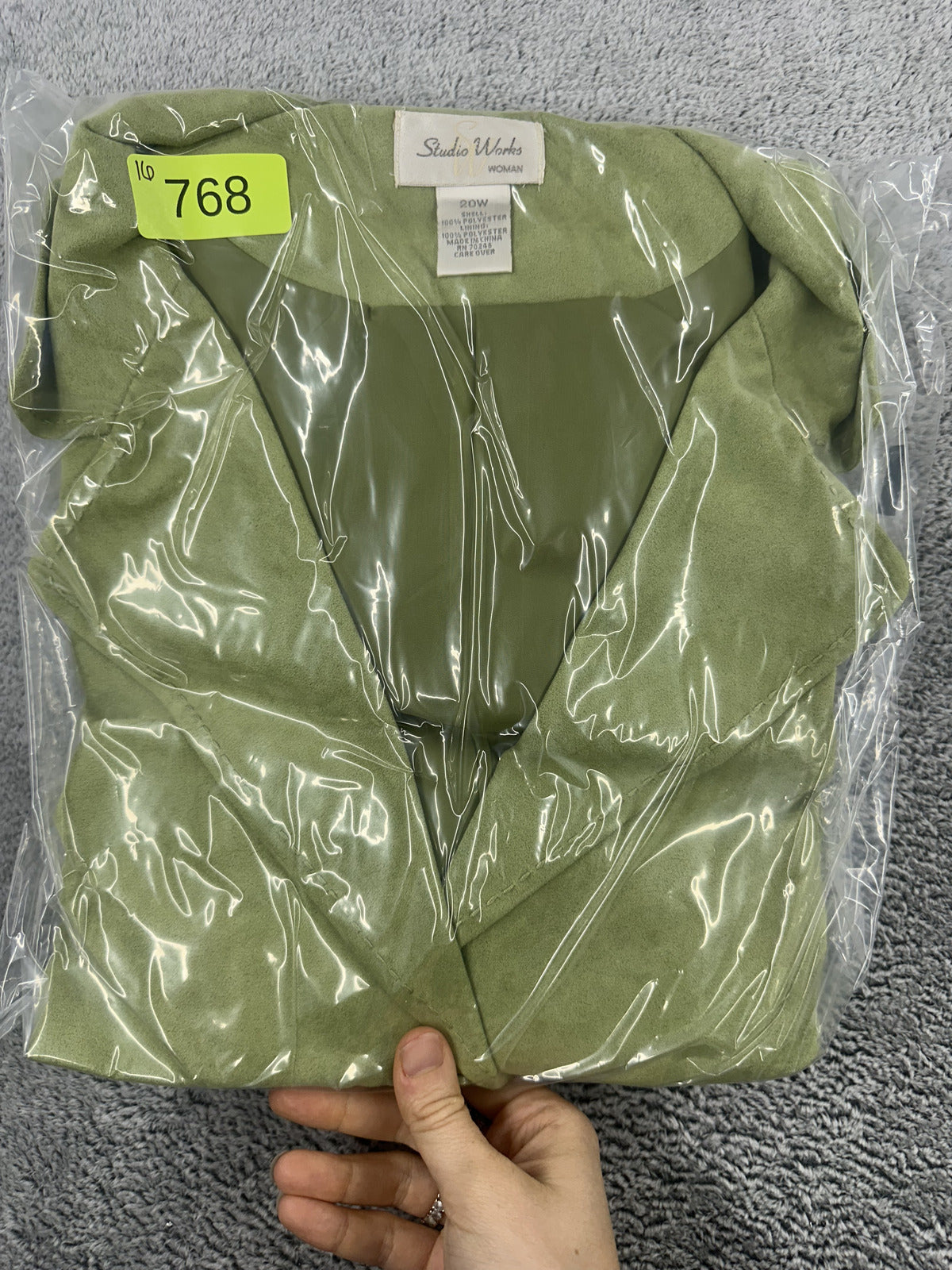 Studio Works Light Green Faux Suede Blazer Jacket Y2K Fairycore