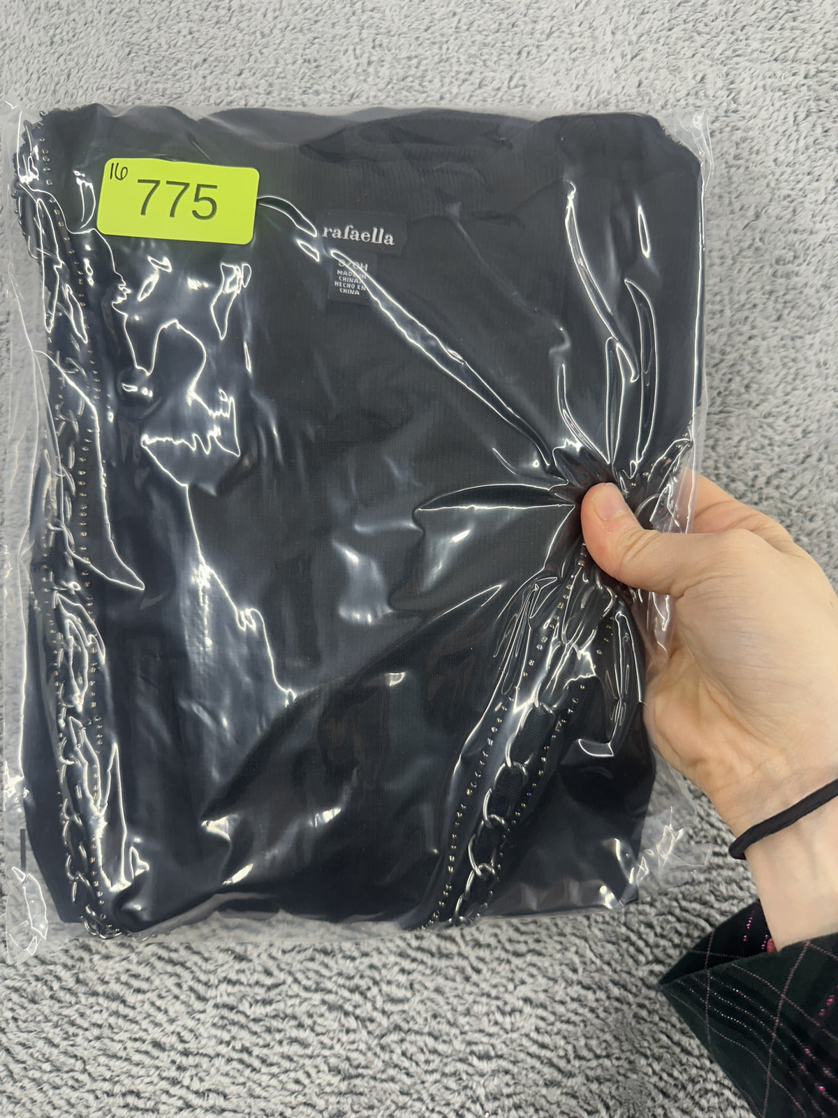 Rafaella Black Blazer Jacket with Silver Chain Trim Contemporary