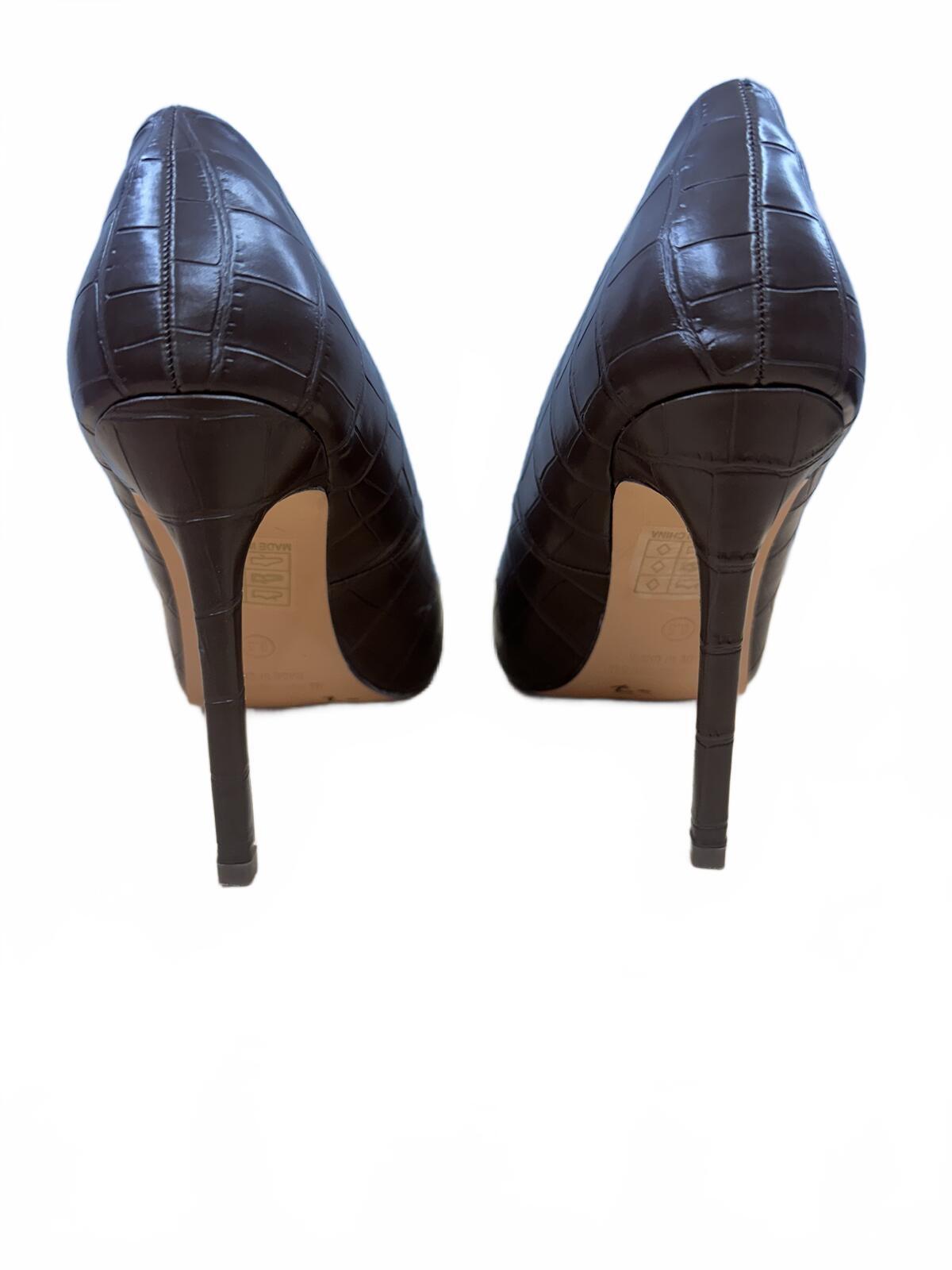 Fashion Nova Brown Croc Embossed Pointed Toe Heels Classic Elegant Stiletto