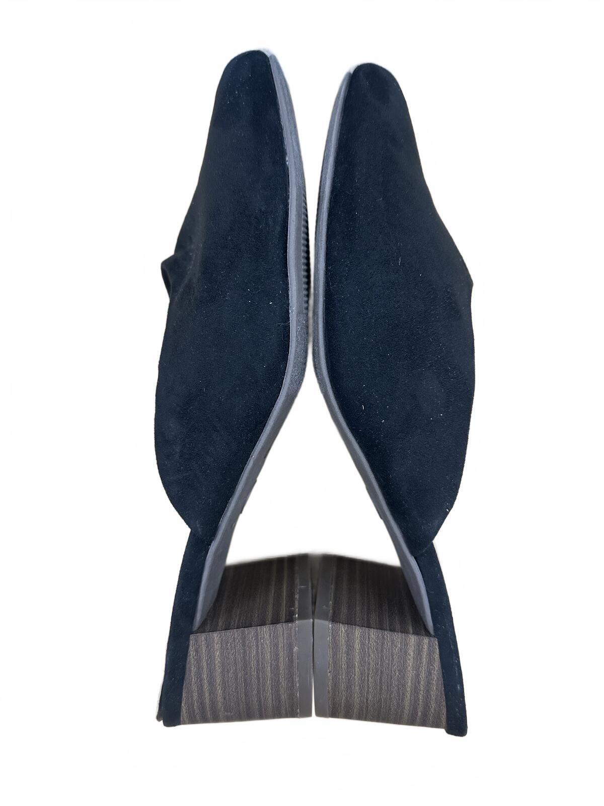 Universal Thread Black Suede Mules with Block Heel Classic Minimalist Preppy