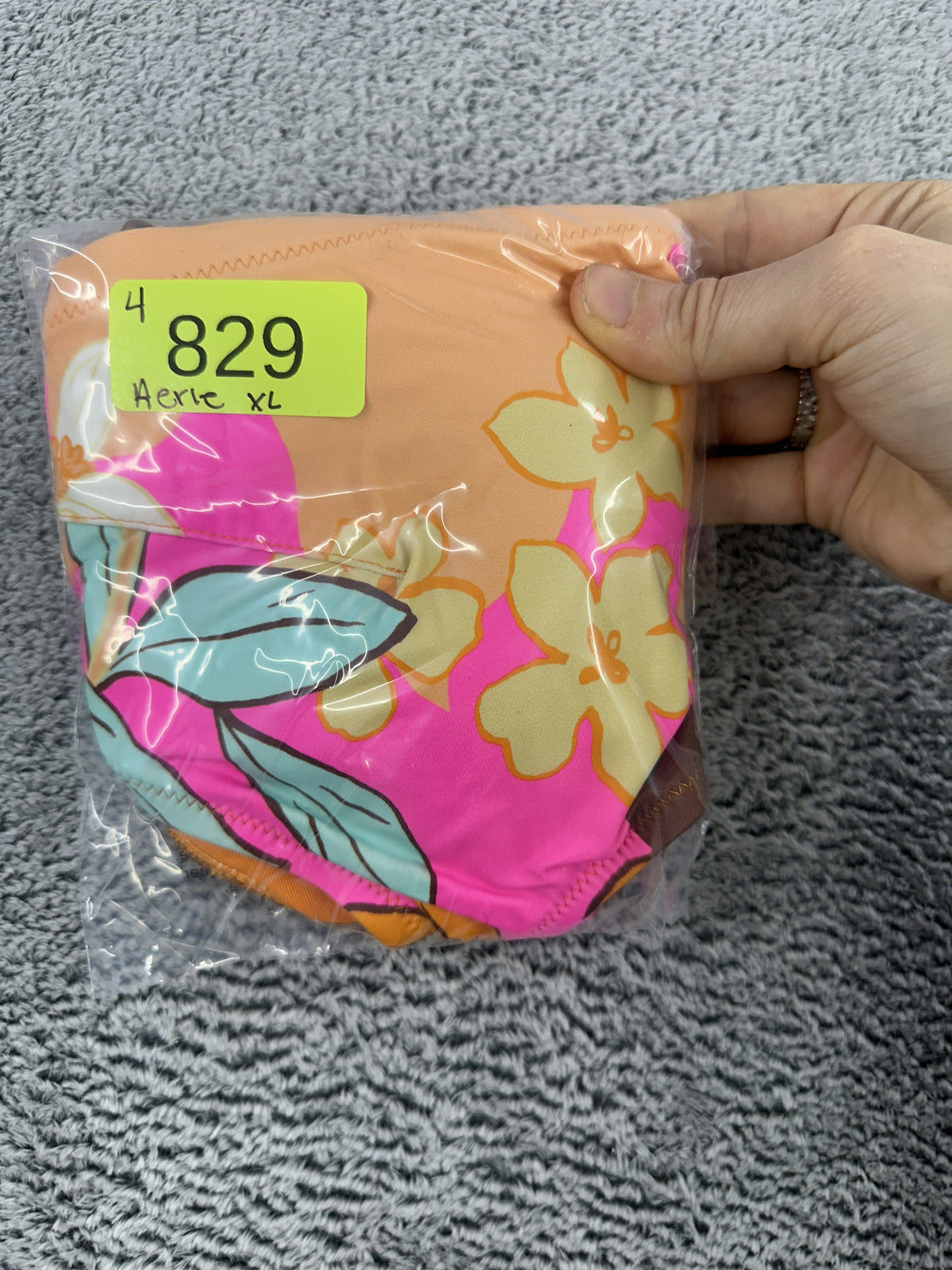 Aerie Scoop Real Good Floral Bikini Swim Top Y2K Pink Orange Tropical