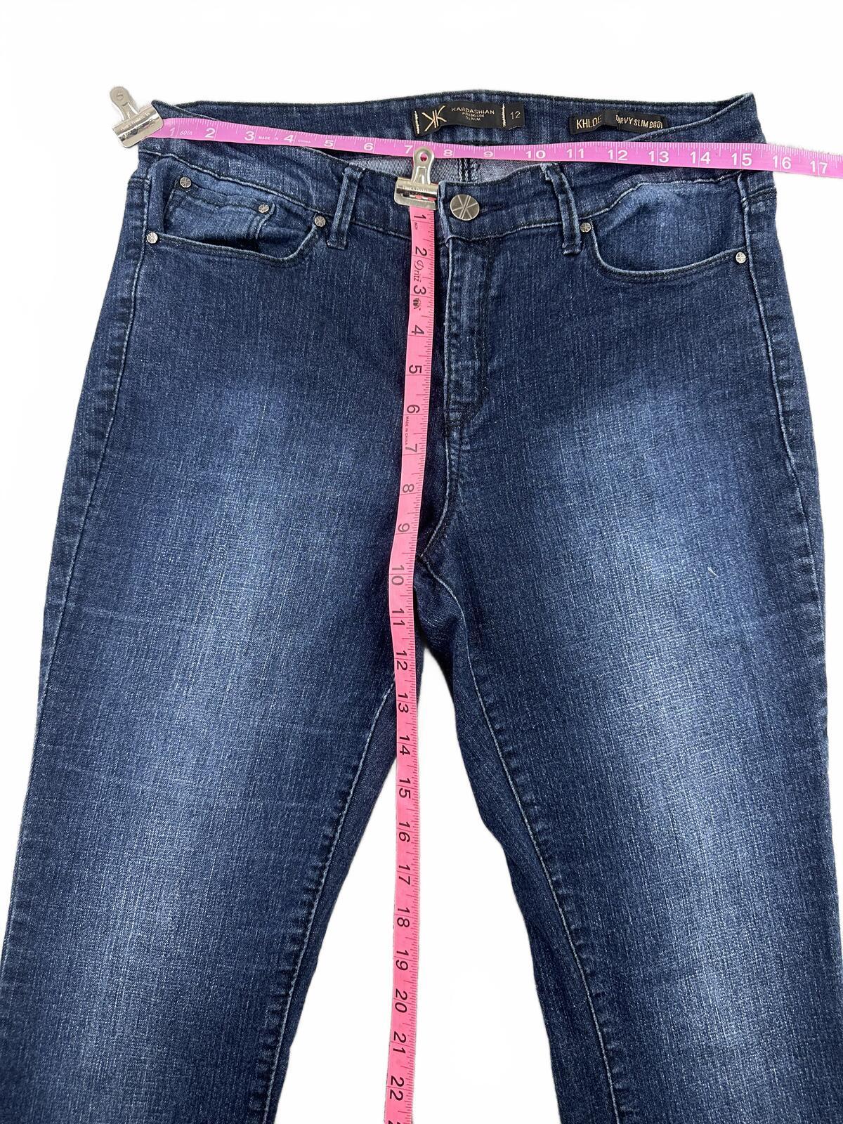 Kardashian Kollection Khloe Curvy Slim Bootcut Jeans Retro 70s Inspired Blue