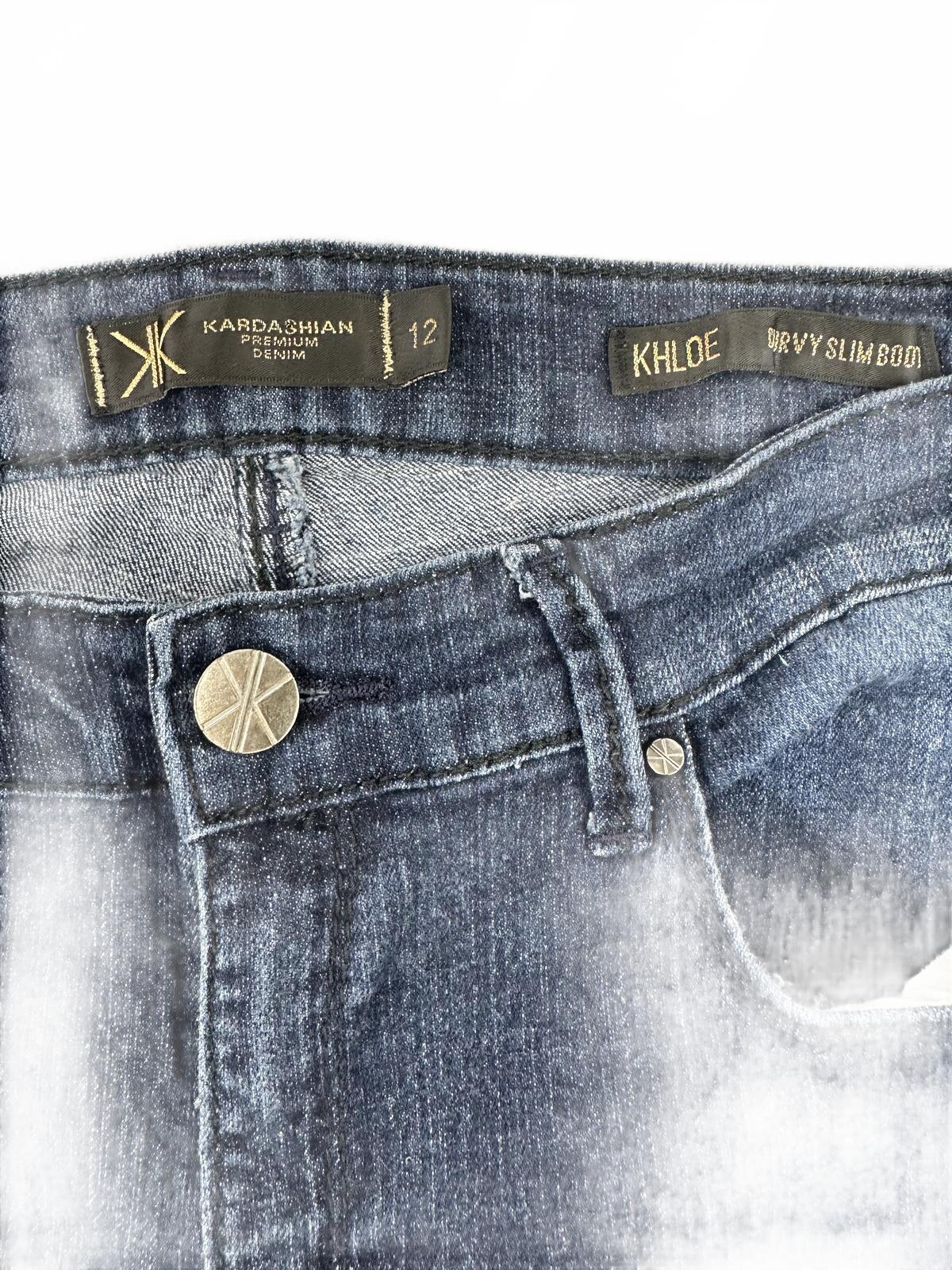 Kardashian Kollection Khloe Curvy Slim Bootcut Jeans Retro 70s Inspired Blue