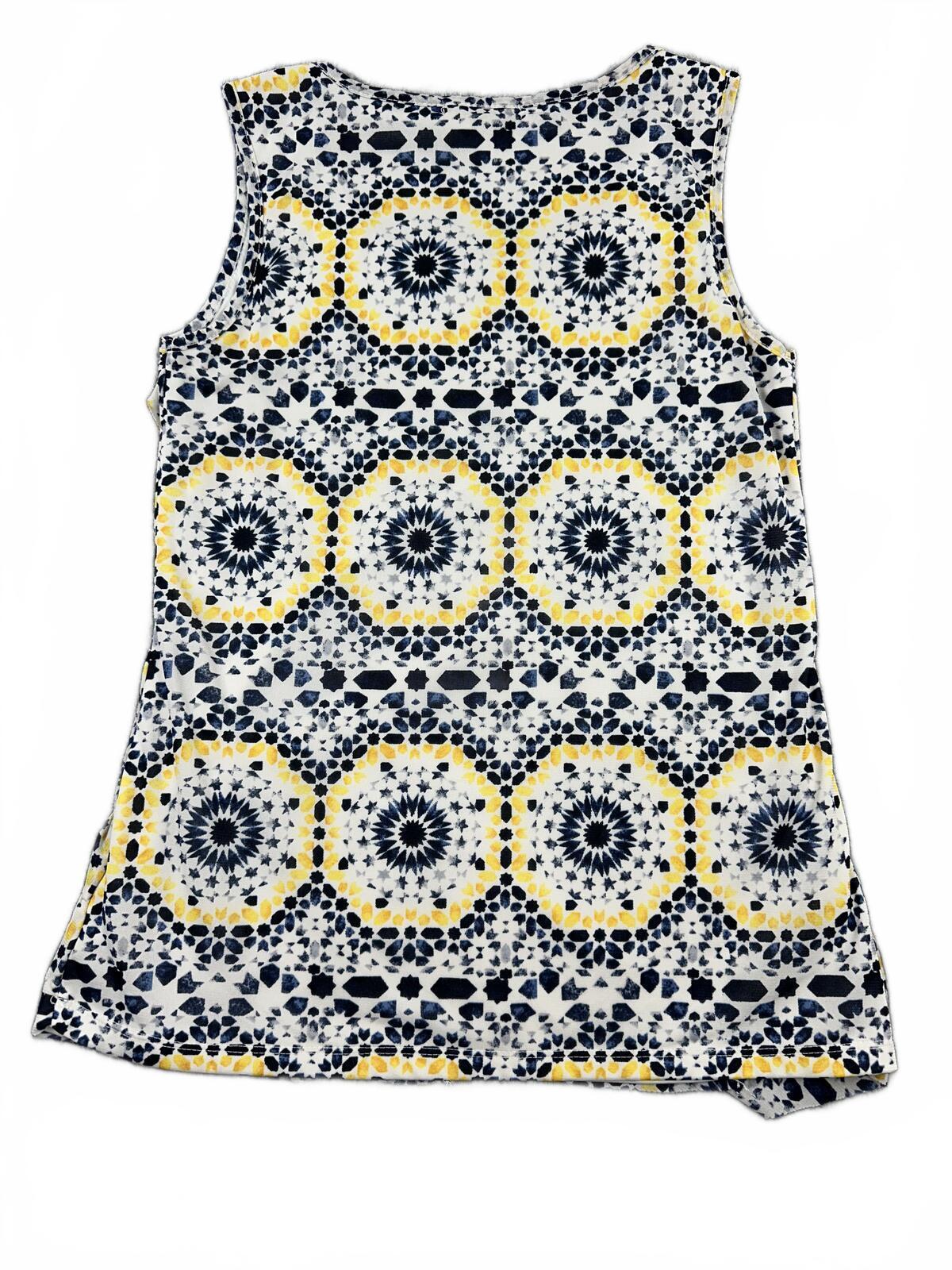 Roz & Ali Sleeveless Patterned Ruffle Top