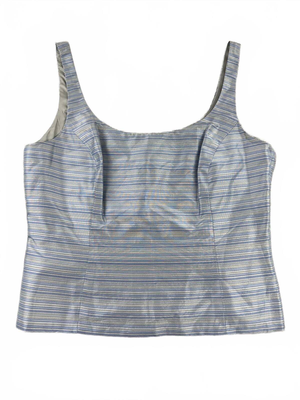 Linda Allard Ellen Tracy Blue Striped Sleeveless Top
