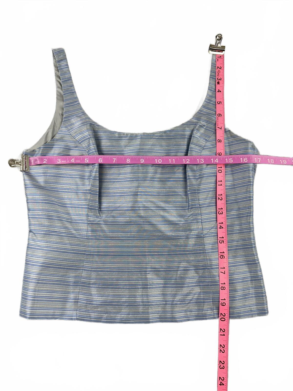 Linda Allard Ellen Tracy Blue Striped Sleeveless Top