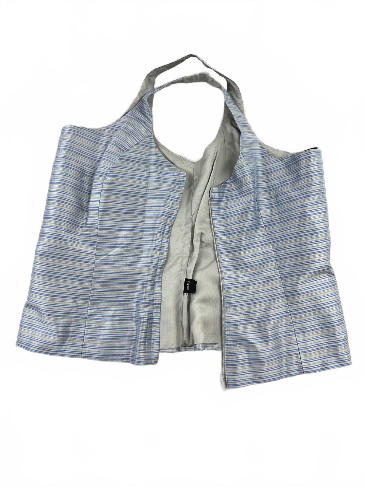 Linda Allard Ellen Tracy Blue Striped Sleeveless Top