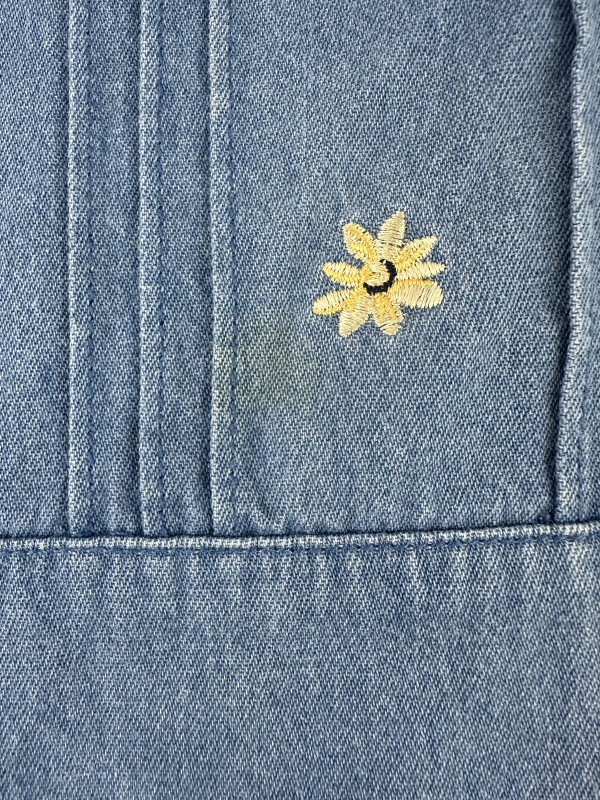 Cricket Lane Collection Vintage Denim Dress with Floral Embroidery