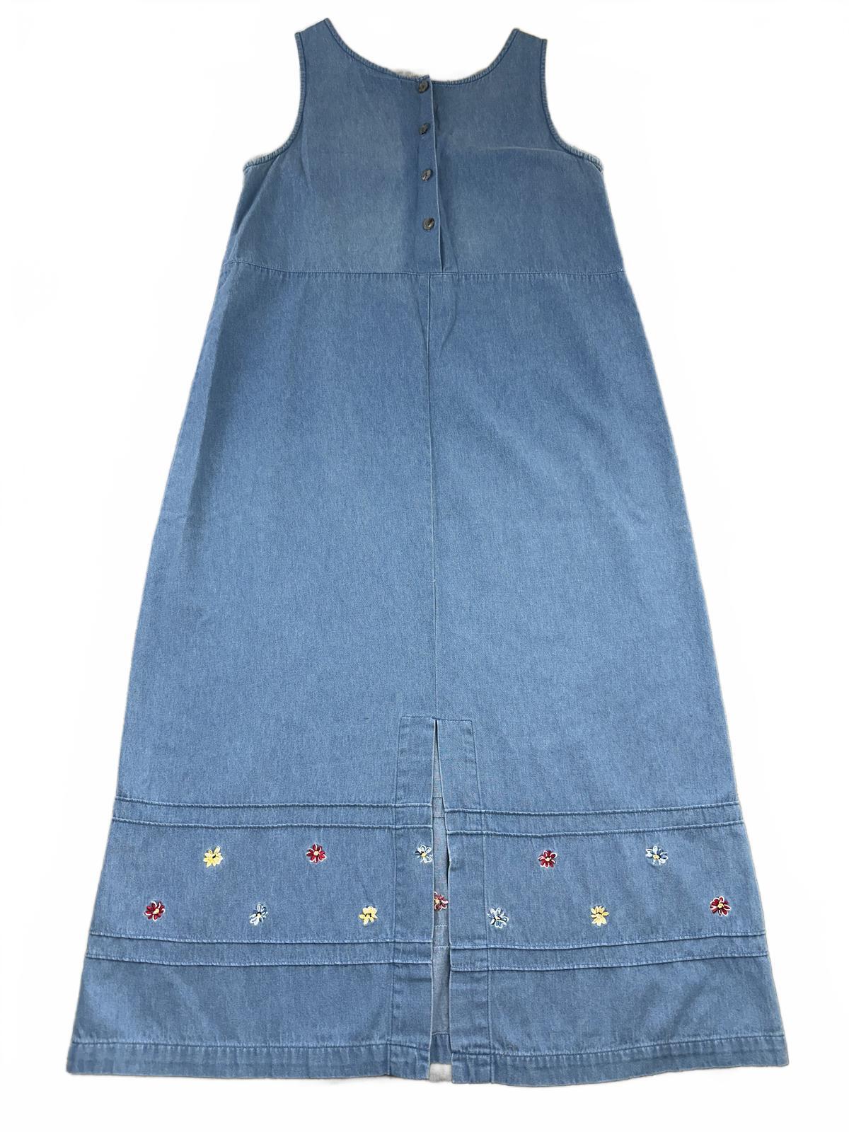Cricket Lane Collection Vintage Denim Dress with Floral Embroidery