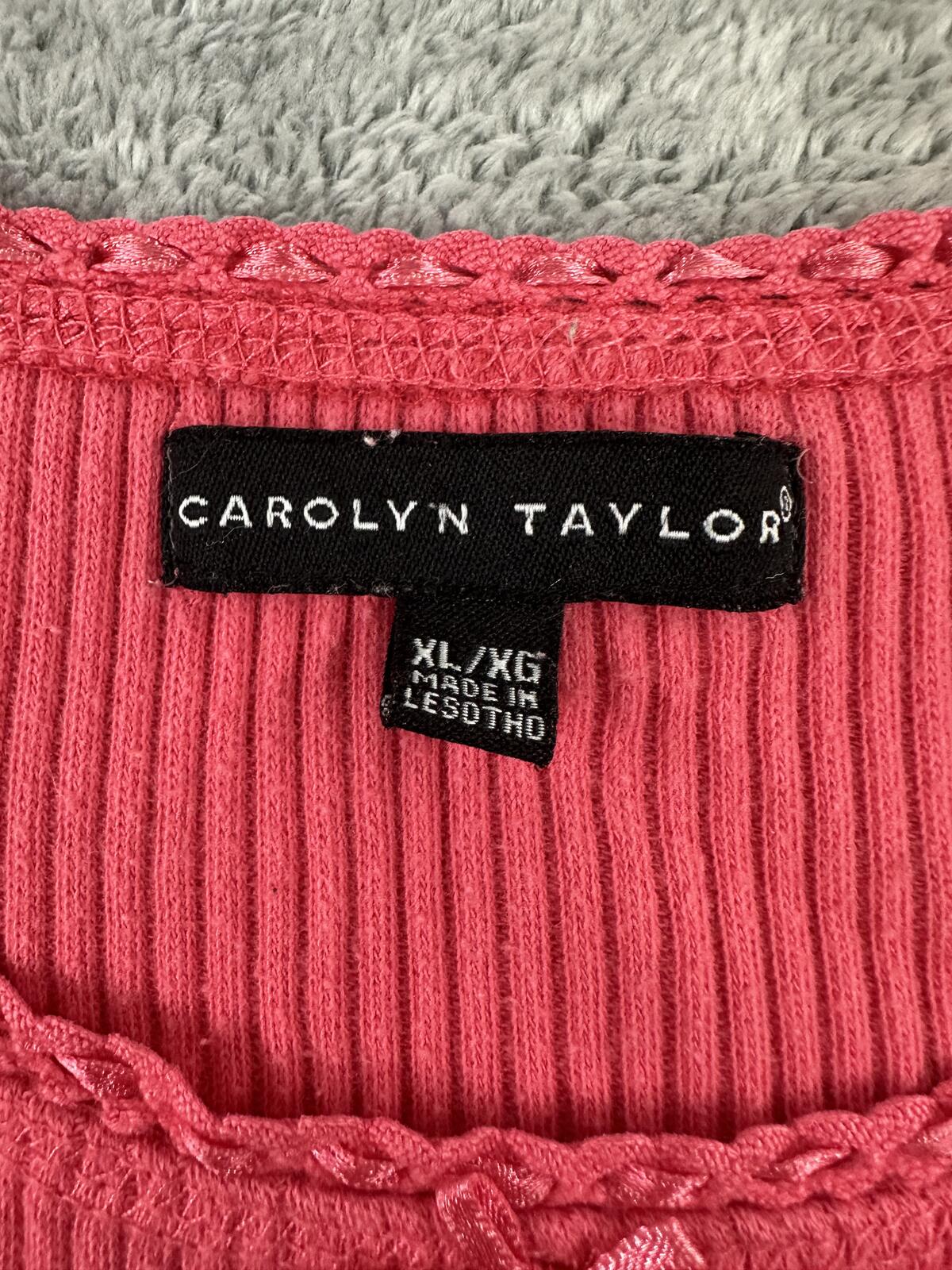 Carolyn Taylor Pink Ribbed Long Sleeve Top Casual Minimalist Cozy Knit