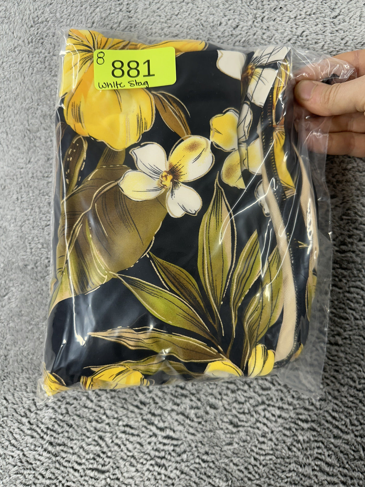 White Stag Tropical Floral Tankini Top in Black Yellow Summer Casual Y2K