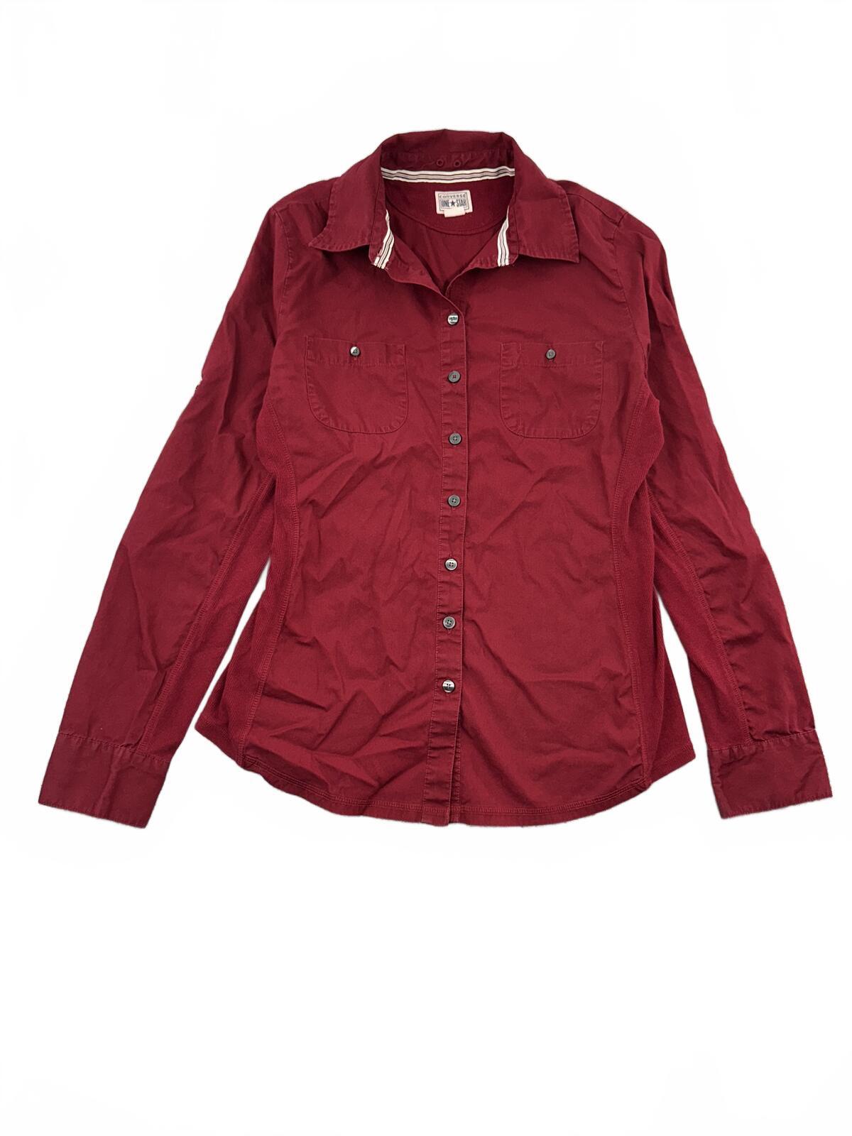 Converse One Star Red Button Up Shirt Classic Casual Preppy Y2K
