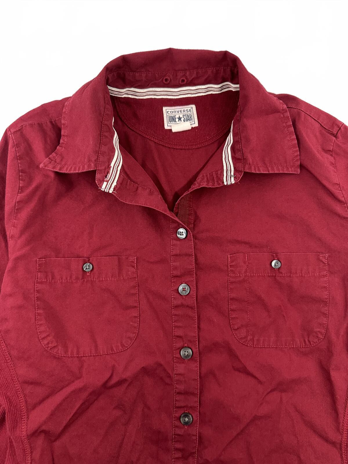 Converse One Star Red Button Up Shirt Classic Casual Preppy Y2K