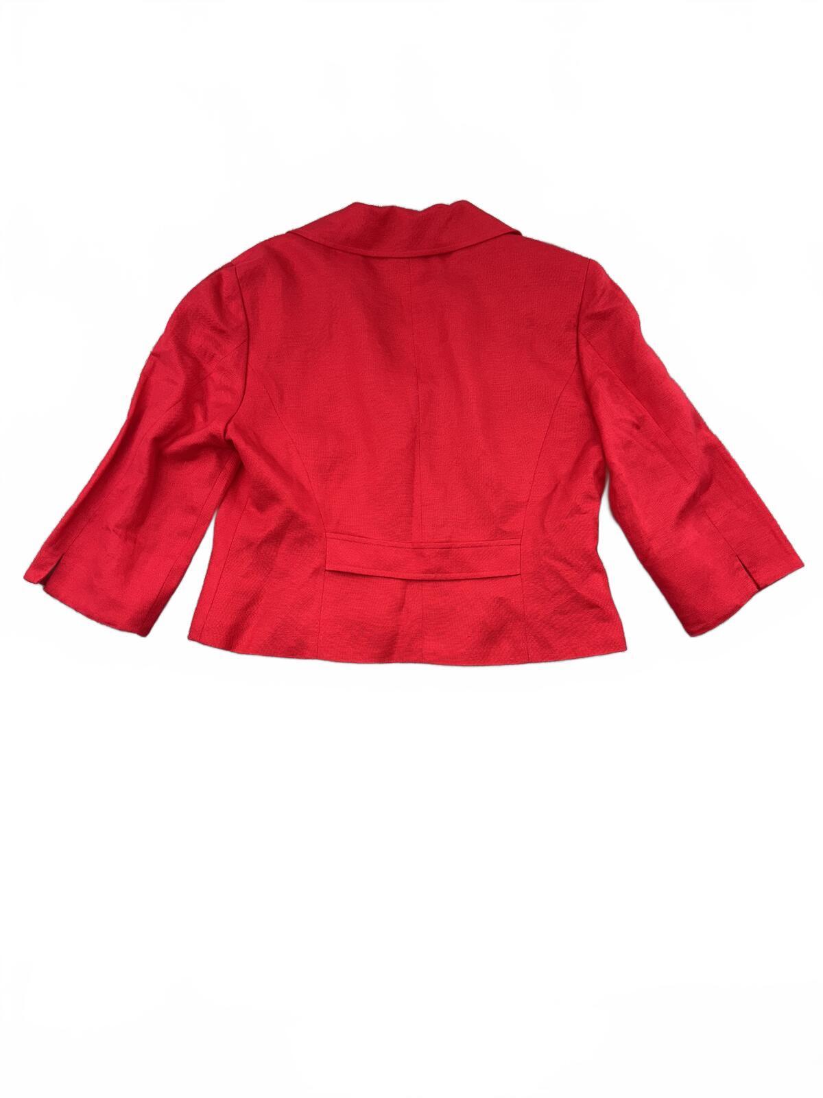 Positive Attitude Petites Red Cropped Blazer Jacket with Rounded Collar