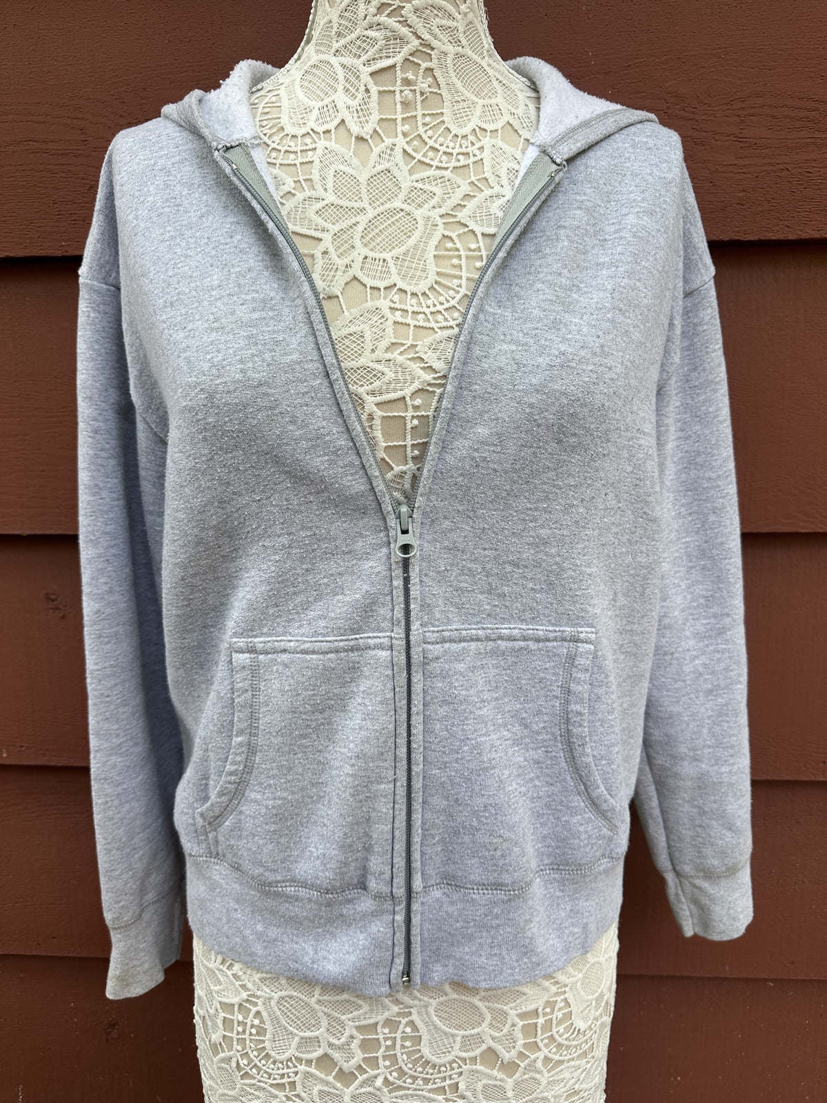 Hanes Classic Grey Zip Up Hoodie Casual Athleisure Sweatshirt