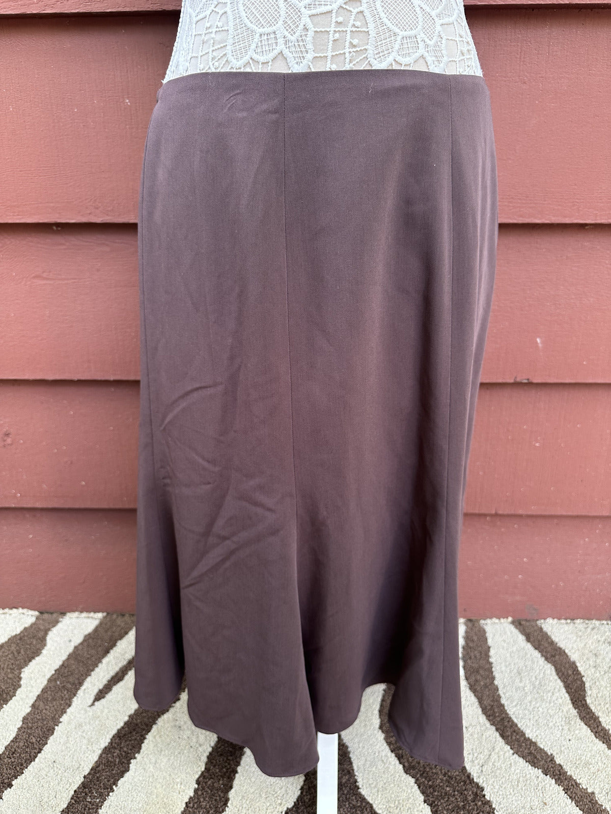 Evan Picone Stretch Brown Flared Skirt Y2K Minimalist Office Wear