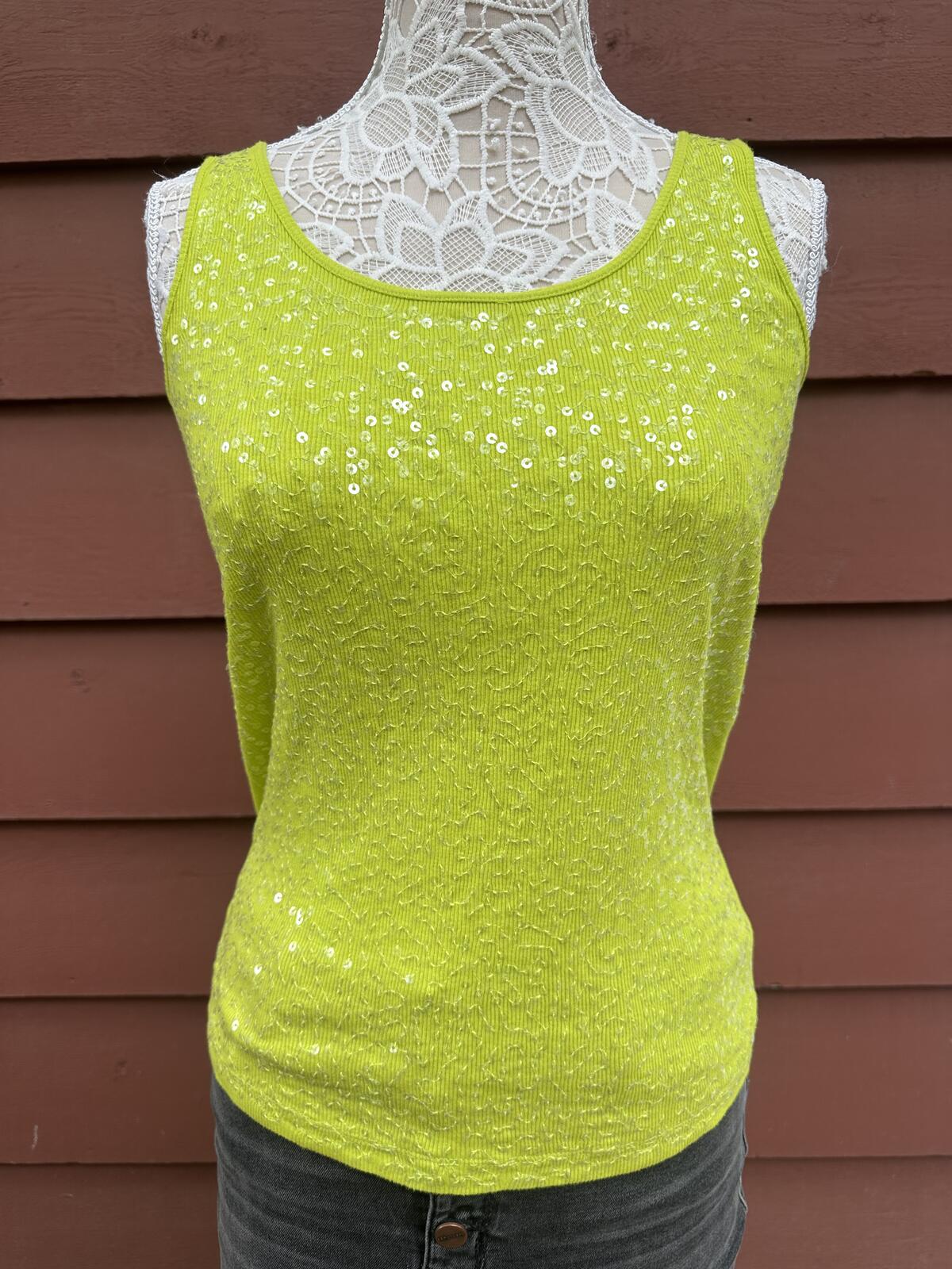 Relativity Lime Green Sequin Tank Top