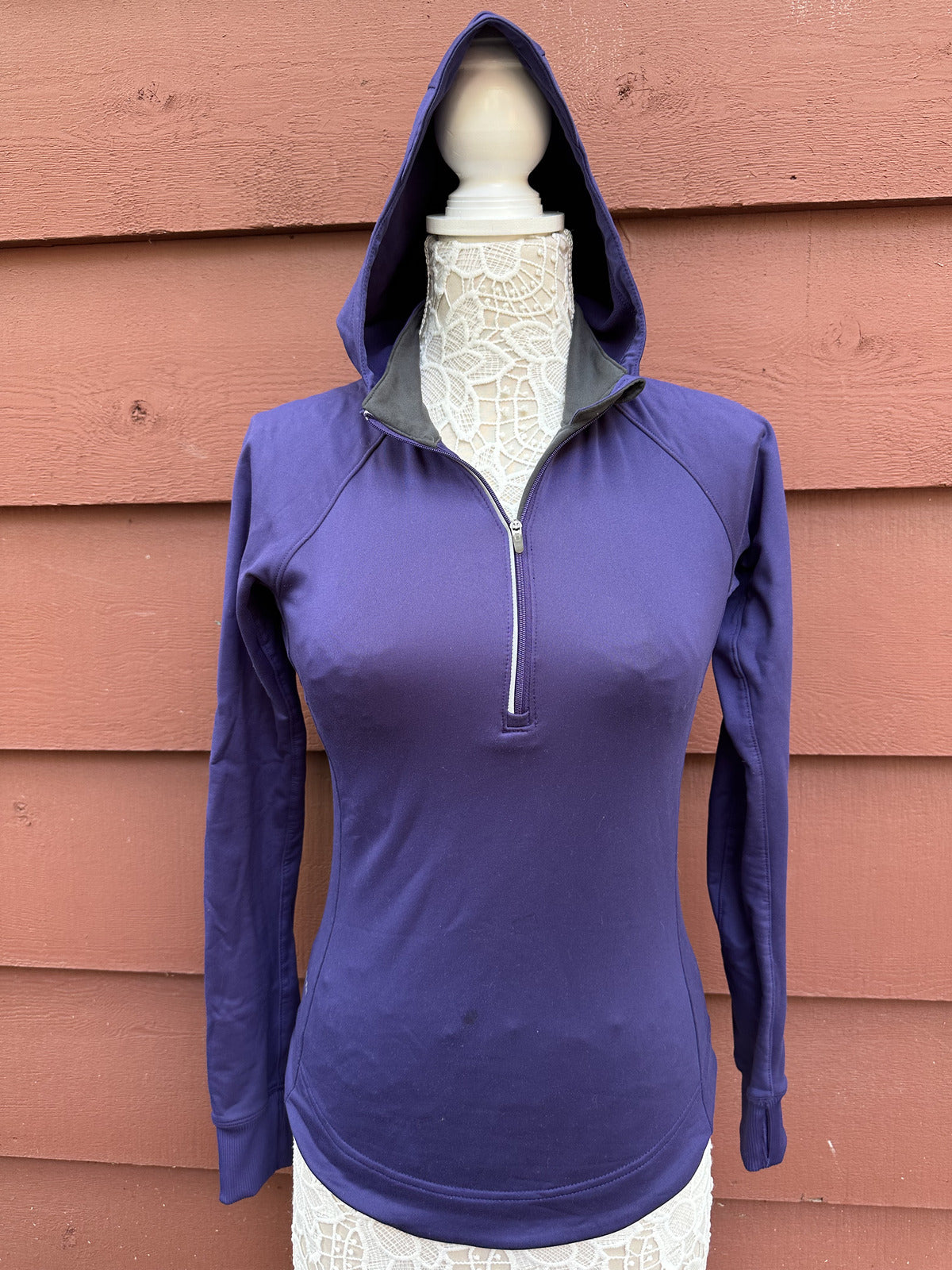 Nike Dri-FIT Purple Running Hoodie Athletic Sporty 1/4 Zip Thumb Holes