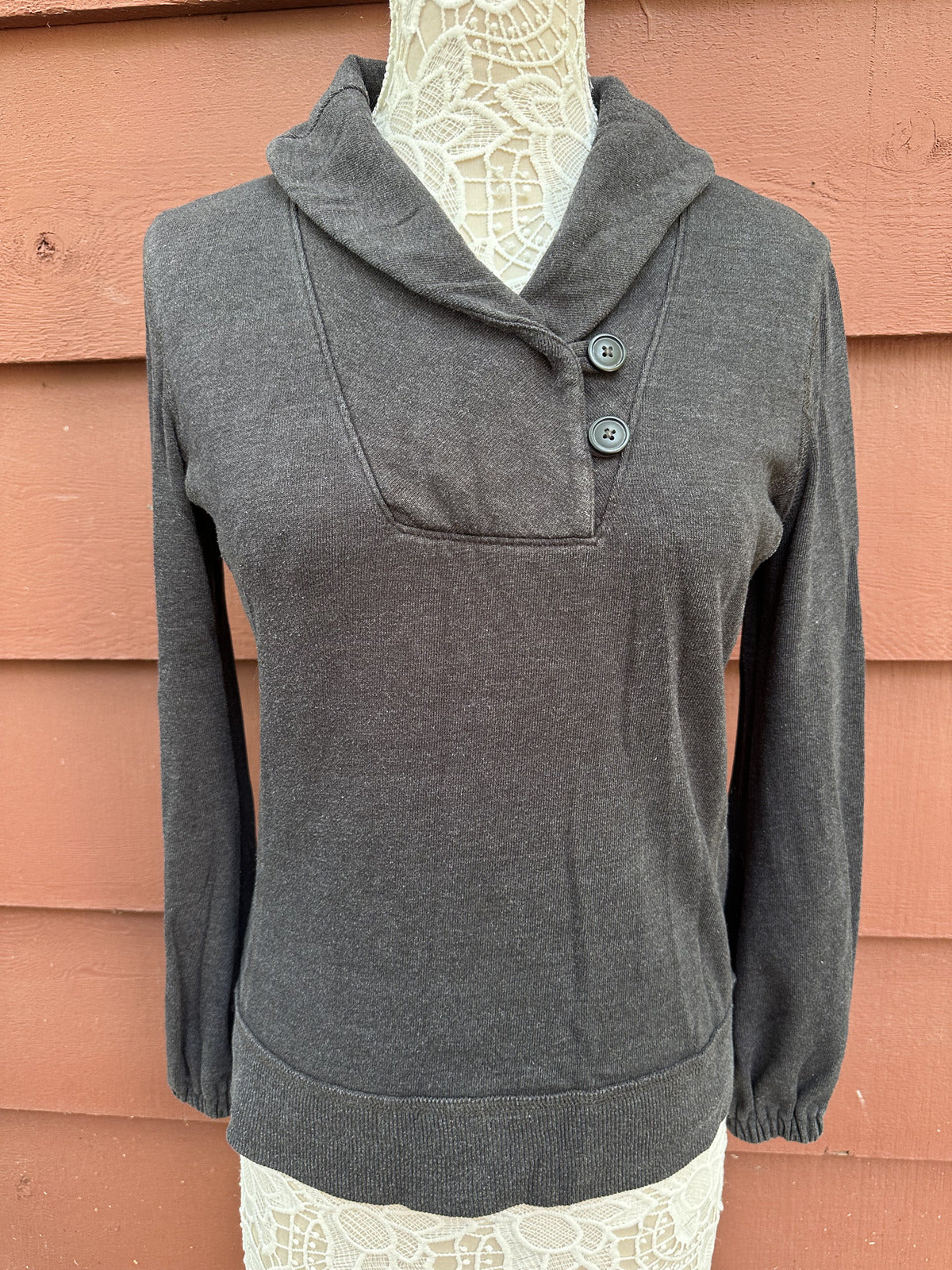 Converse One Star Pullover Sweatshirt Gray Black Cowl