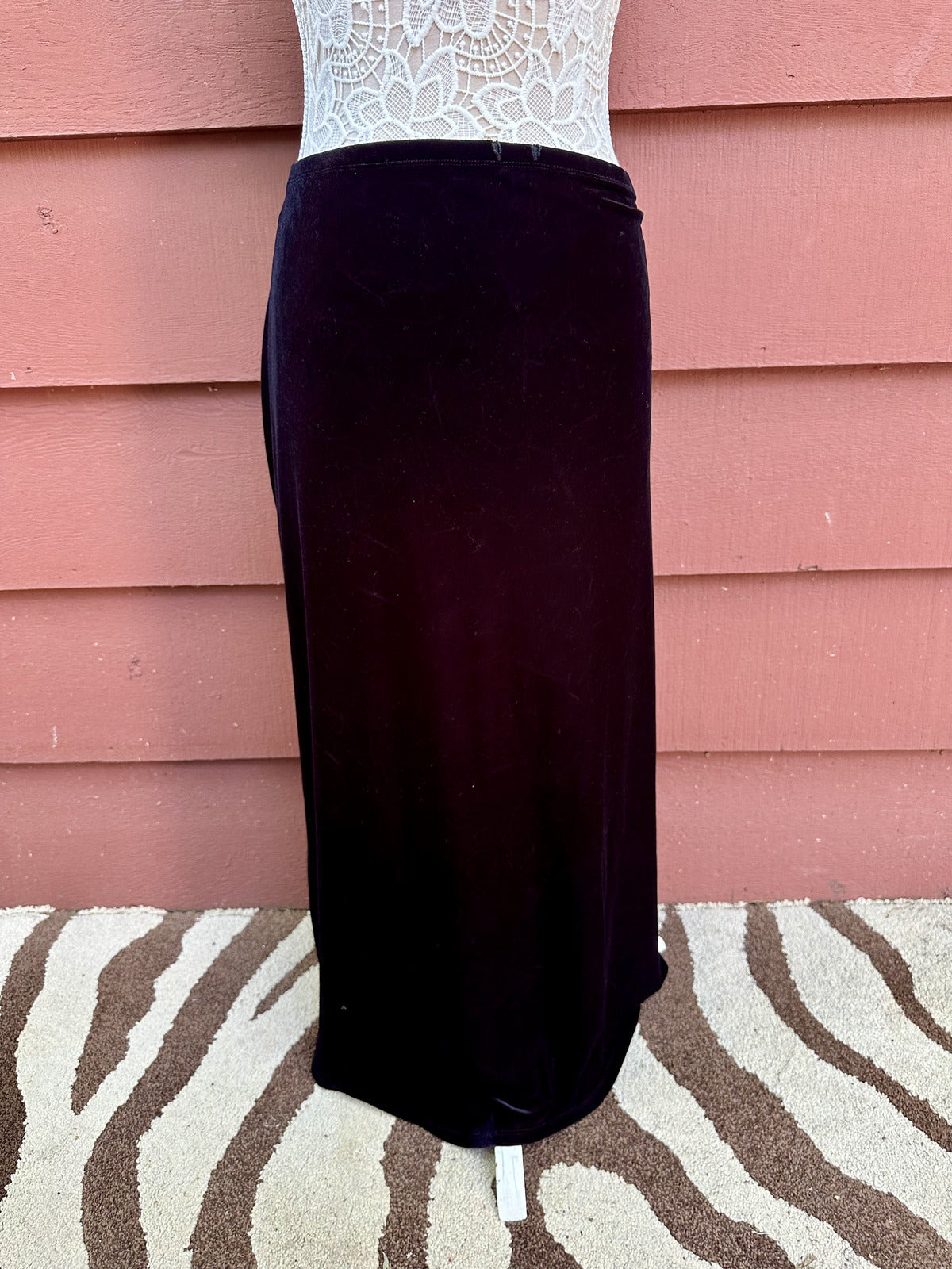 Villager Black Velvet Maxi Skirt Elegant A Line Silhouette Formal Casual