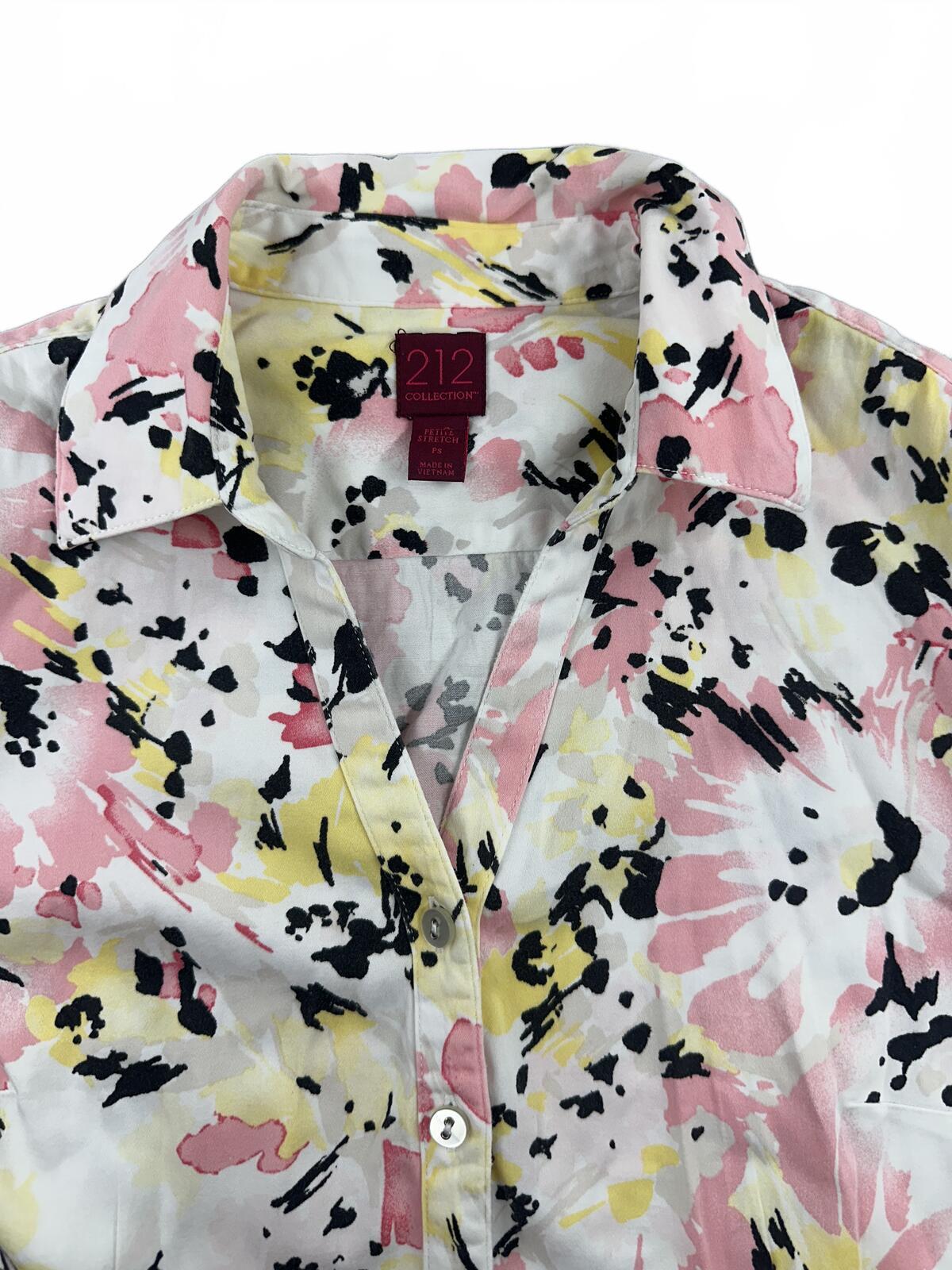 212 Collection Floral Button Up Shirt White Pink Pastel Feminine