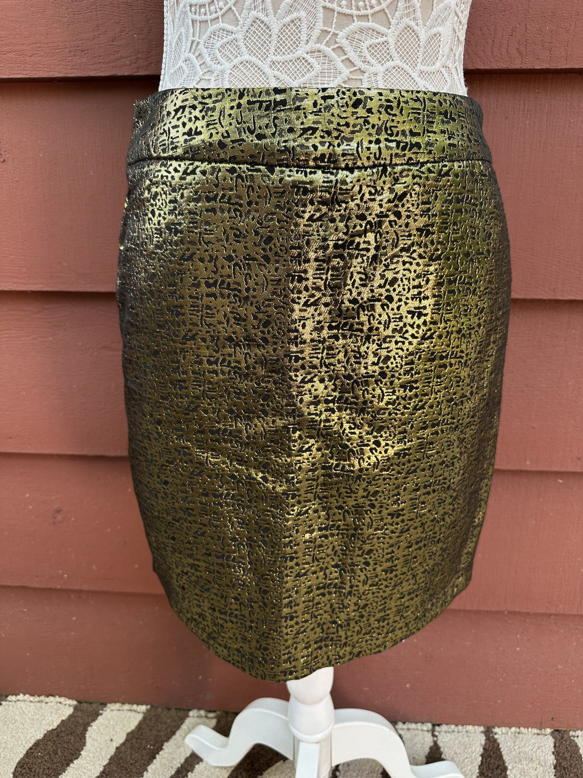 Alyx Gold Metallic Mini Skirt Y2K Luxe Liquid Gold Jacquard A Line Skirt