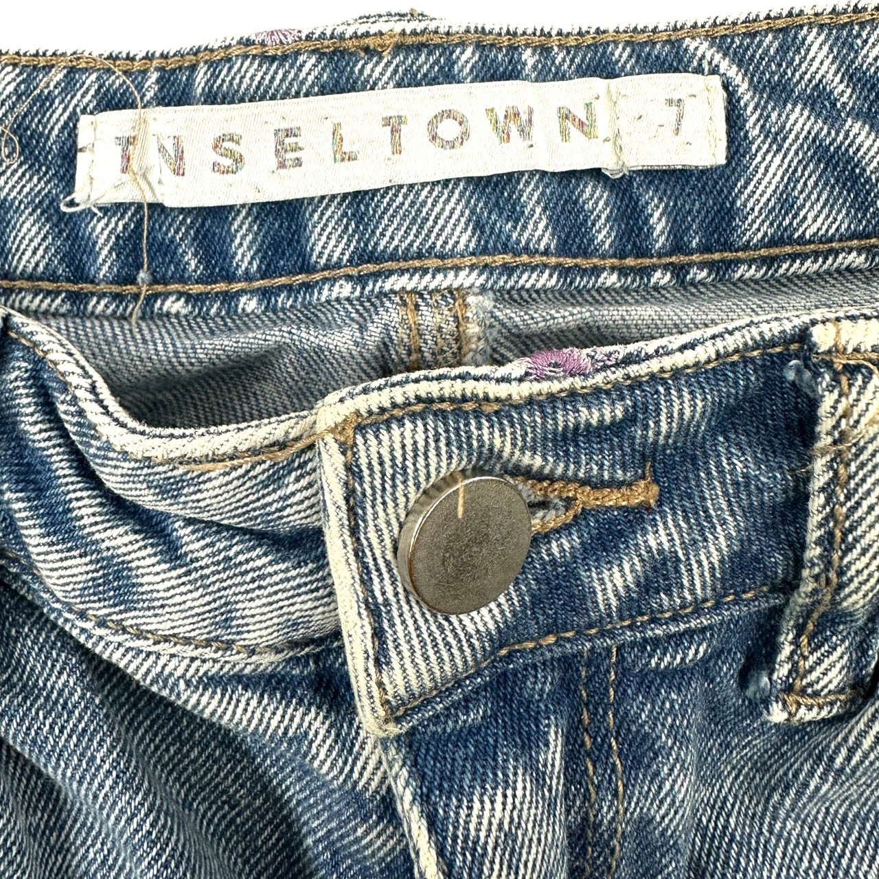 Tinseltown Distressed Butterfly Mom Jean