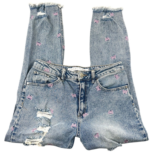 Tinseltown Distressed Butterfly Mom Jean