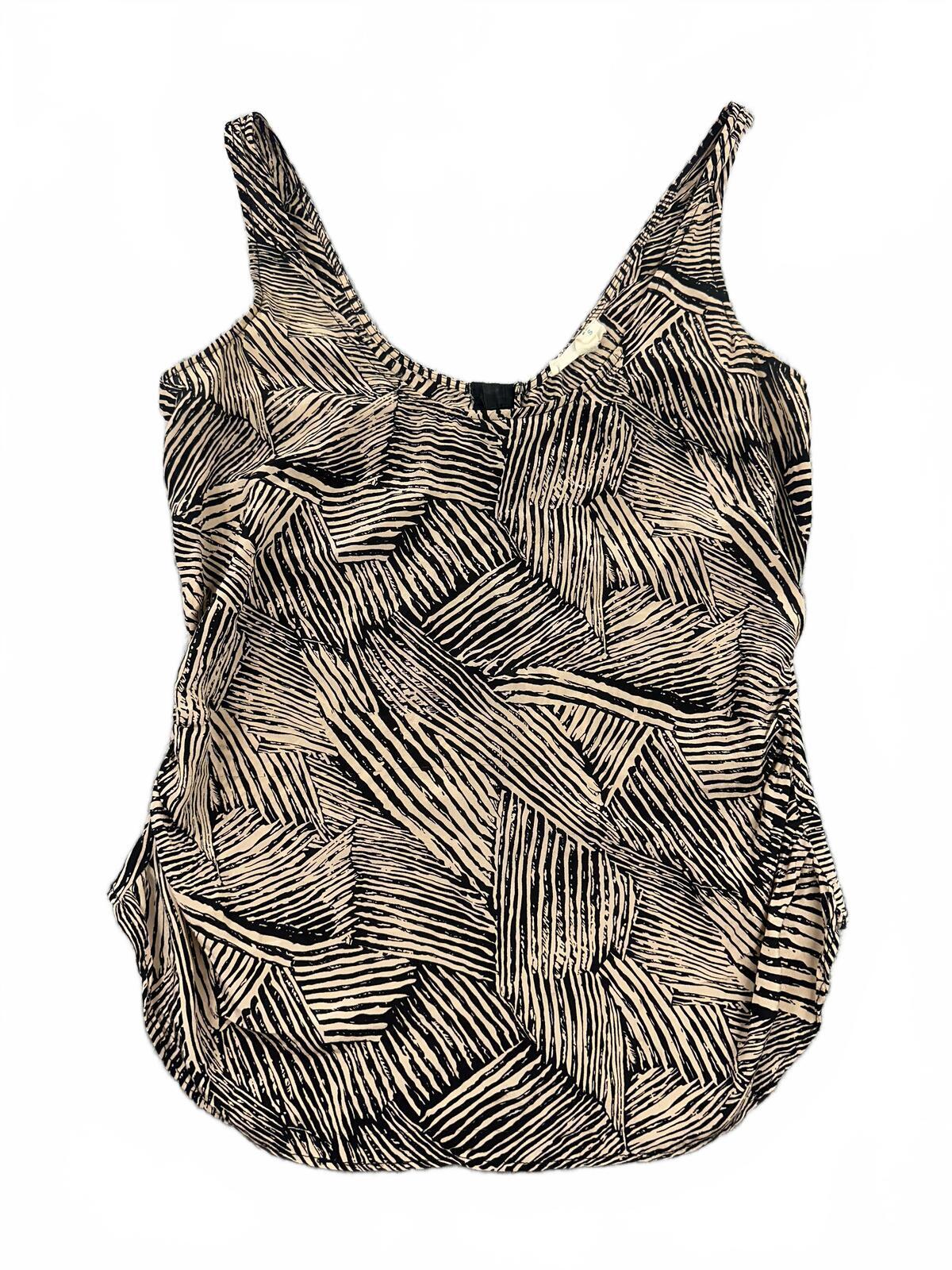 Silence + Noise Abstract Print Tank Top in Beige and Black Artistic Modern