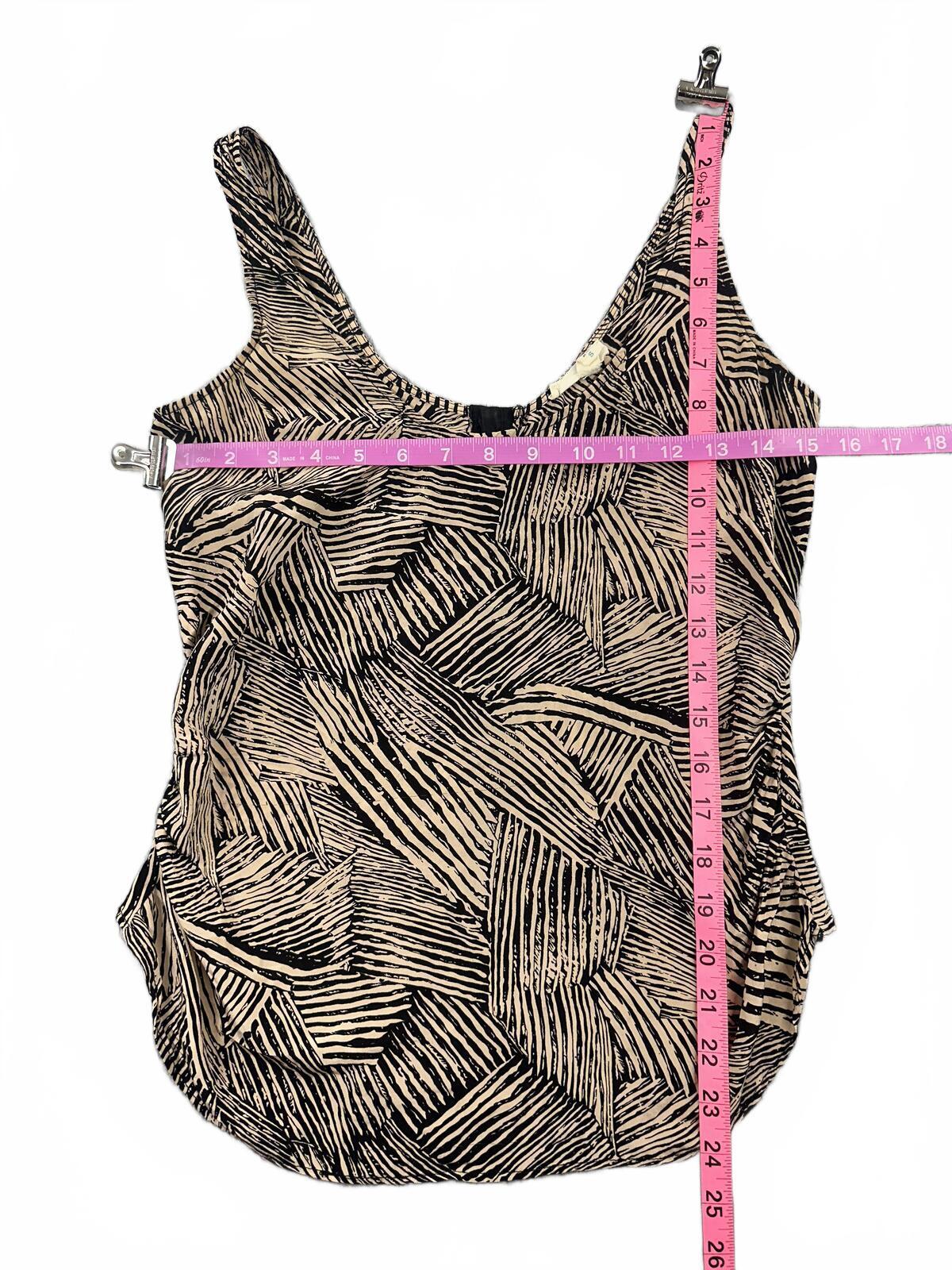 Silence + Noise Abstract Print Tank Top in Beige and Black Artistic Modern