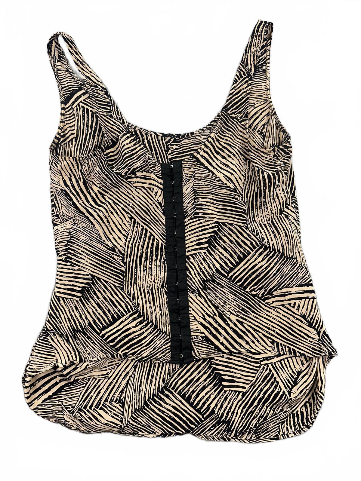Silence + Noise Abstract Print Tank Top in Beige and Black Artistic Modern