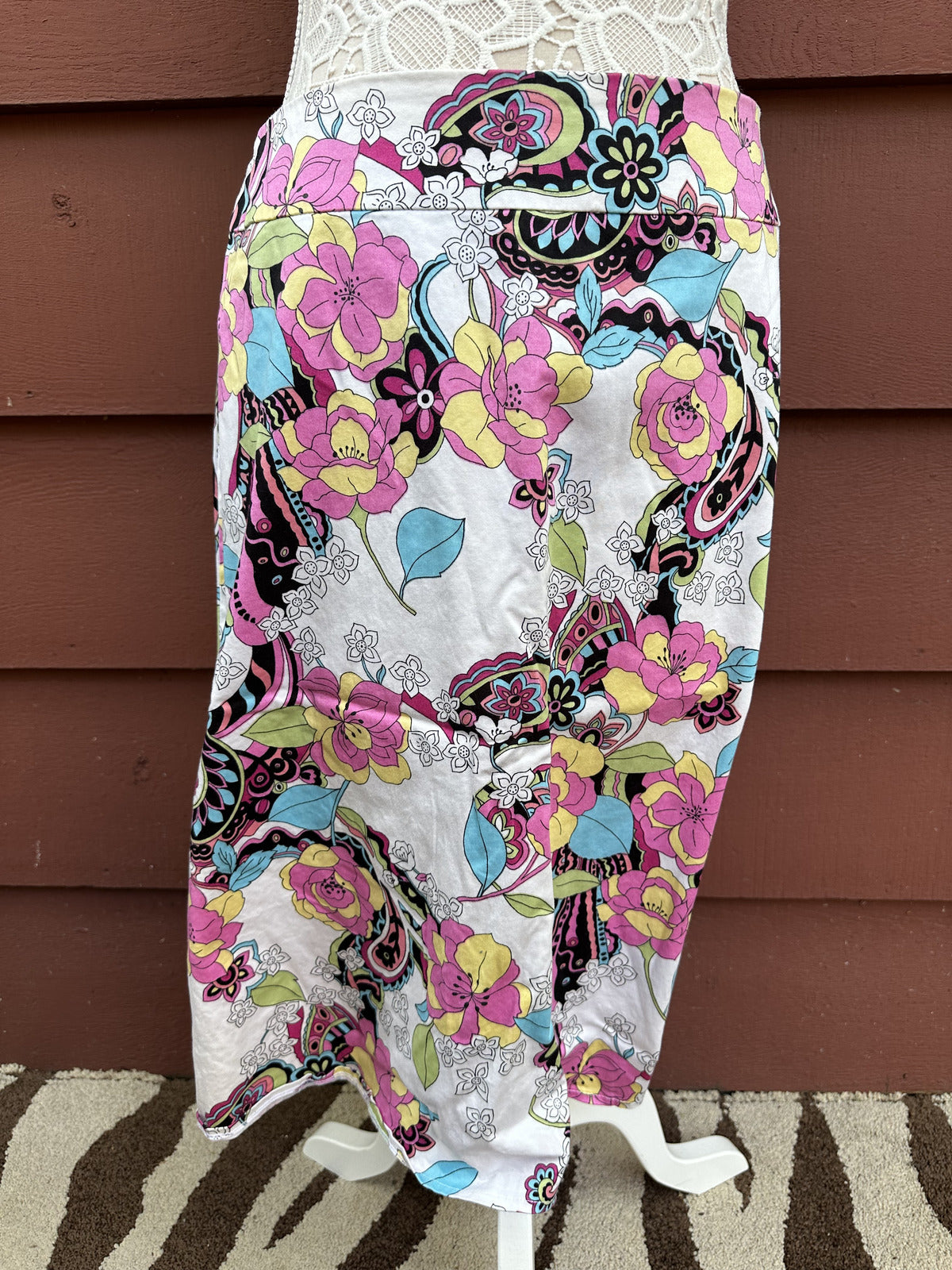 Relativity Vintage Inspired Floral Paisley A Line Skirt Blend Retro Casual
