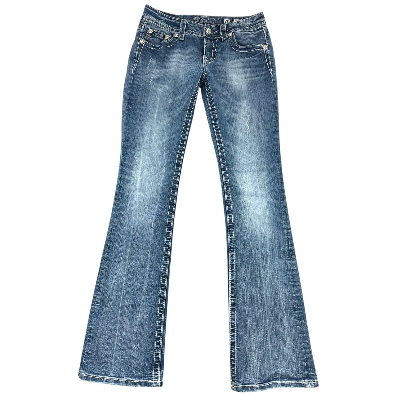 Vintage Miss Me Embellished Bling Wing & Heart Bootcut Jeans