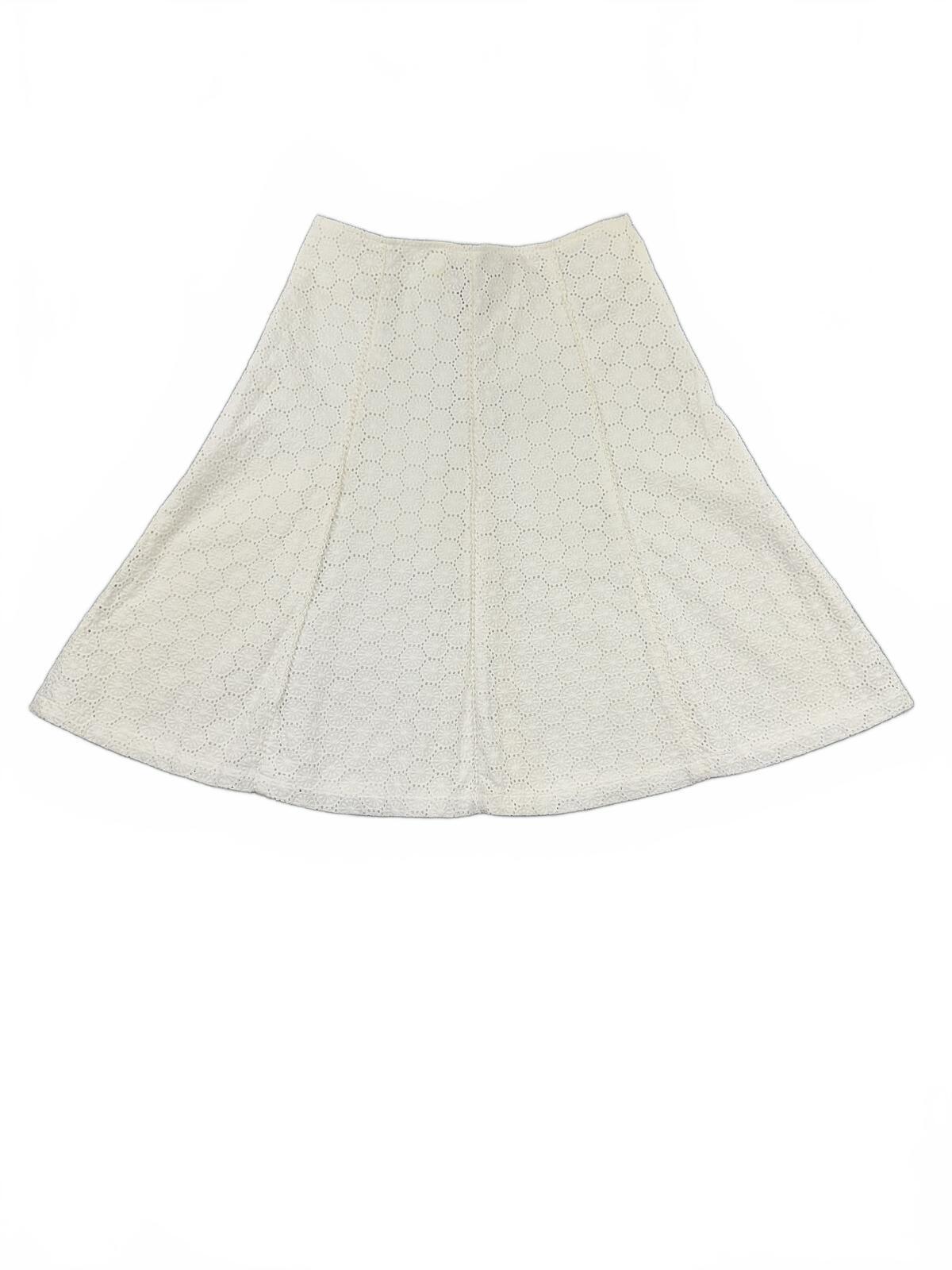 Willi Smith Vintage White Eyelet Lace A Line Skirt Classic Bohemian Feminine