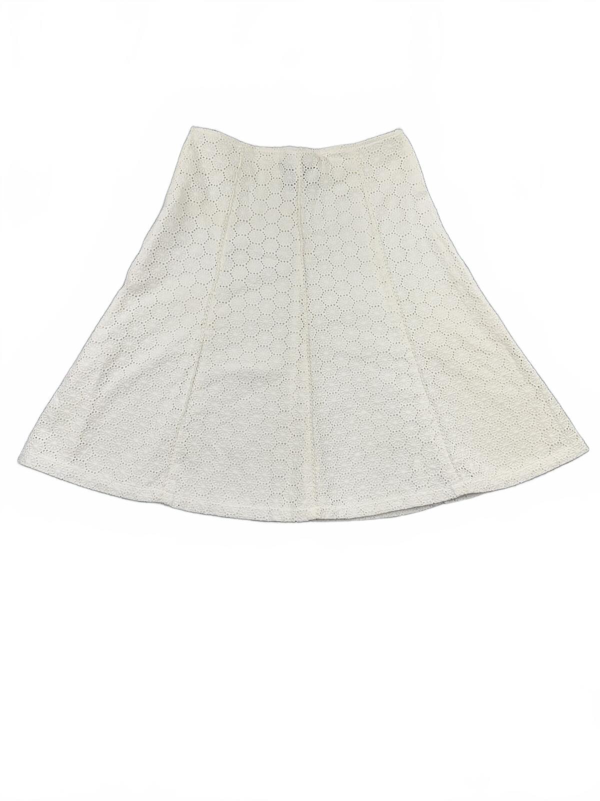 Willi Smith Vintage White Eyelet Lace A Line Skirt Classic Bohemian Feminine