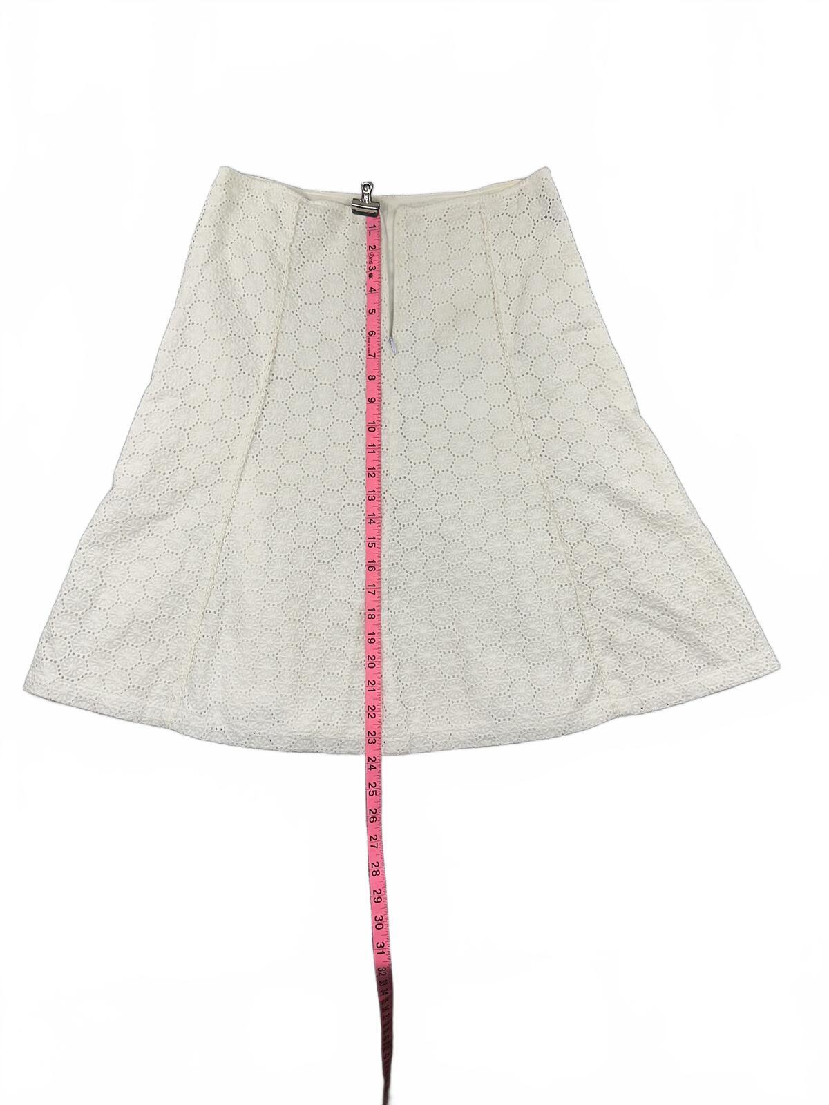 Willi Smith Vintage White Eyelet Lace A Line Skirt Classic Bohemian Feminine