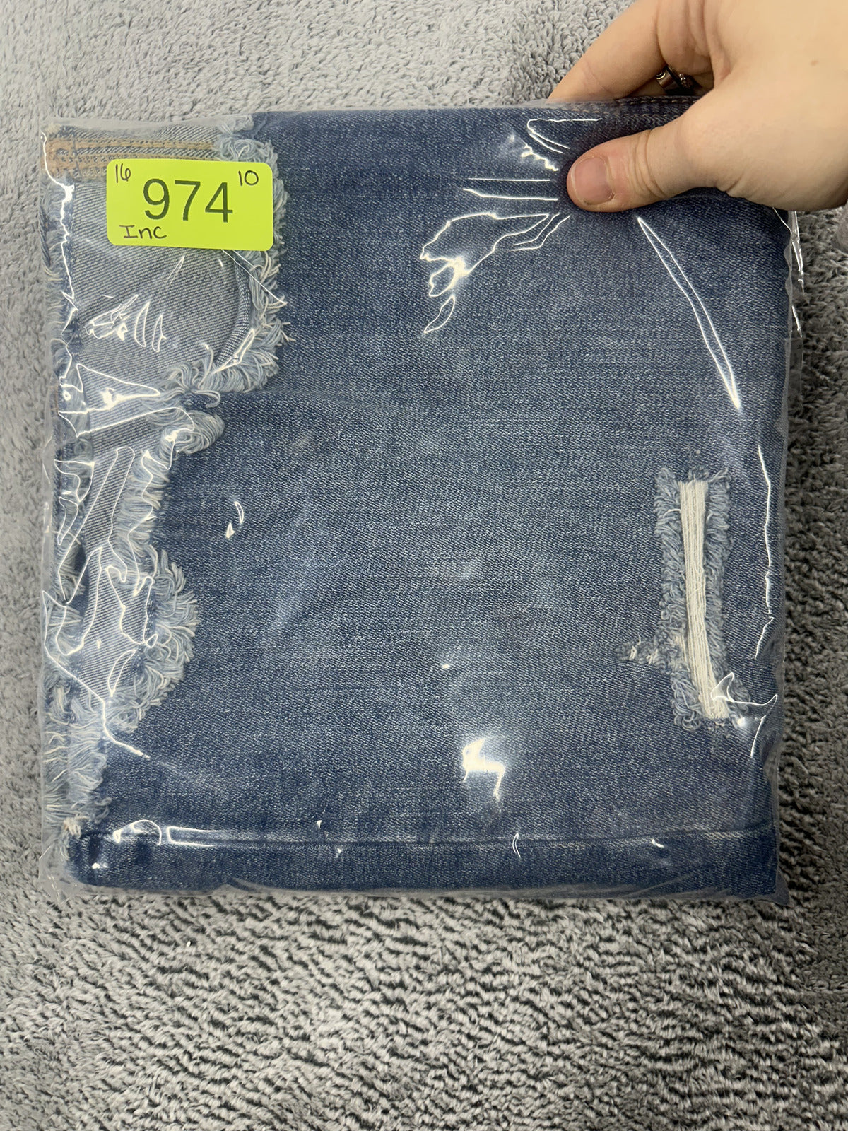 INC International Concepts Denim Mini Skirt Y2K Indie Sleaze Distressed Blue Fry
