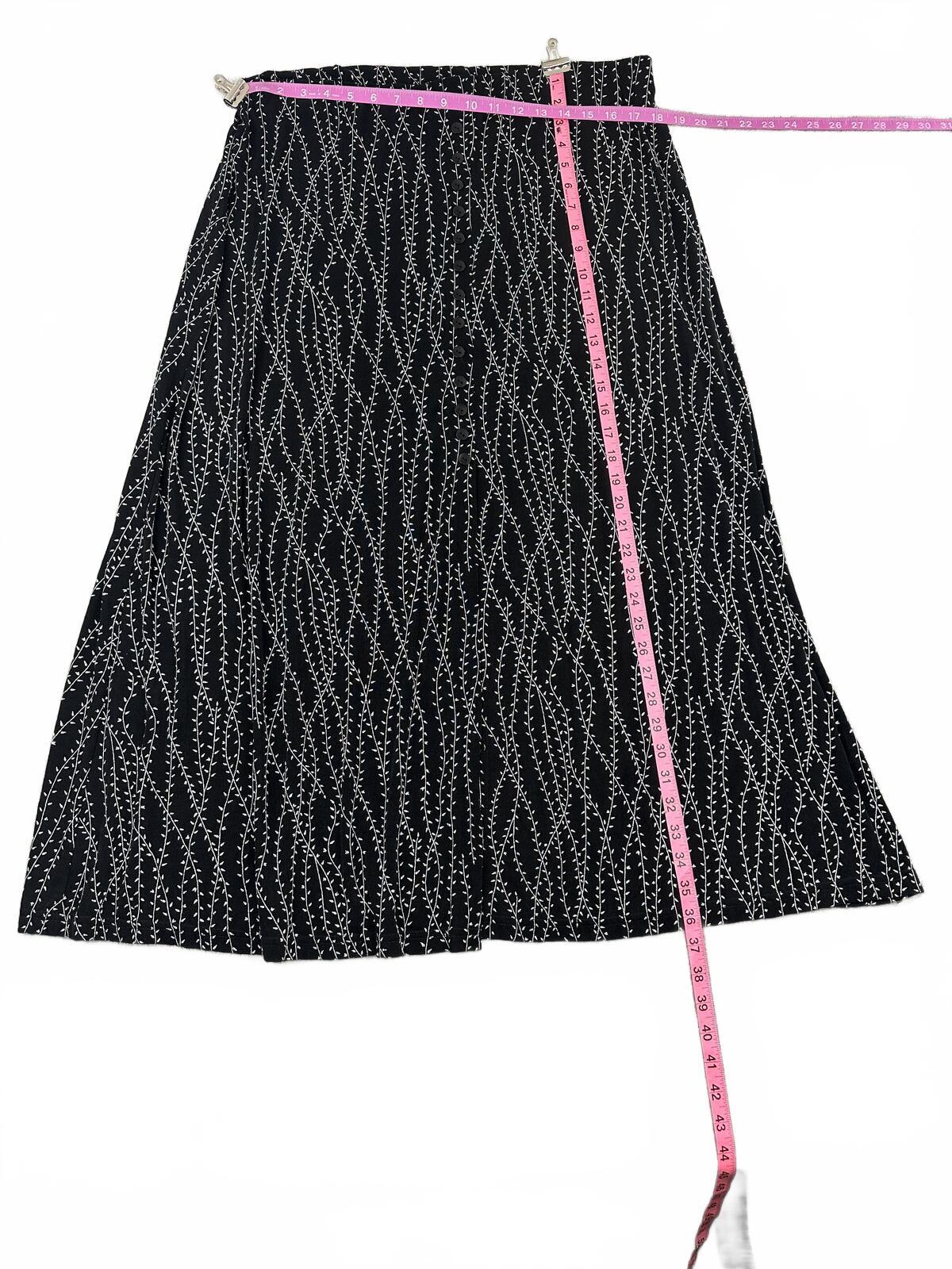 Briggs New York Vintage Black and White Abstract Pattern Midi Skirt