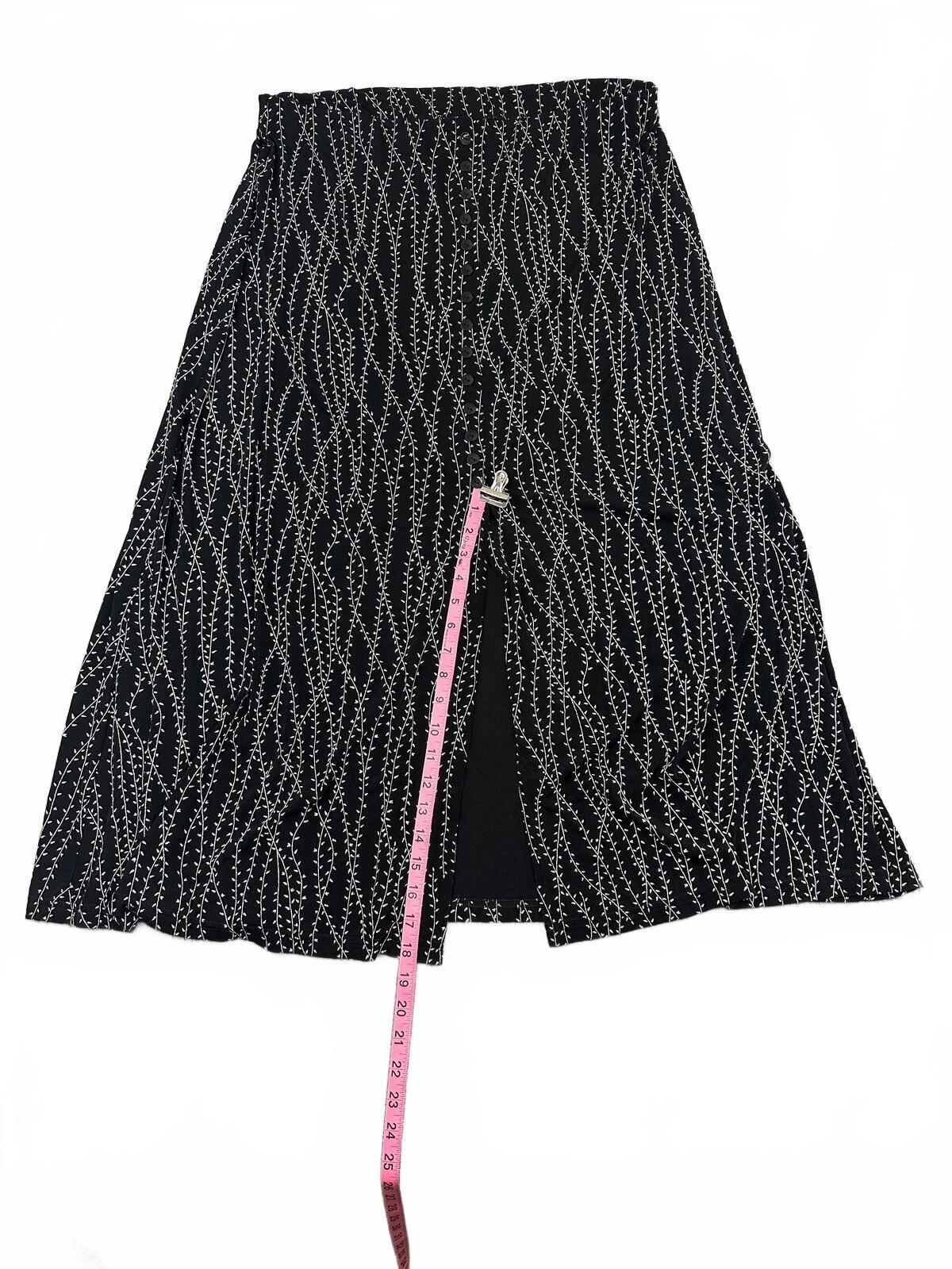 Briggs New York Vintage Black and White Abstract Pattern Midi Skirt