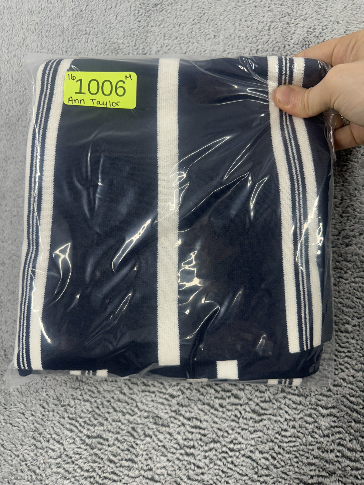Ann Taylor Navy and White Vertical Striped A Line Skirt Classic Nautical