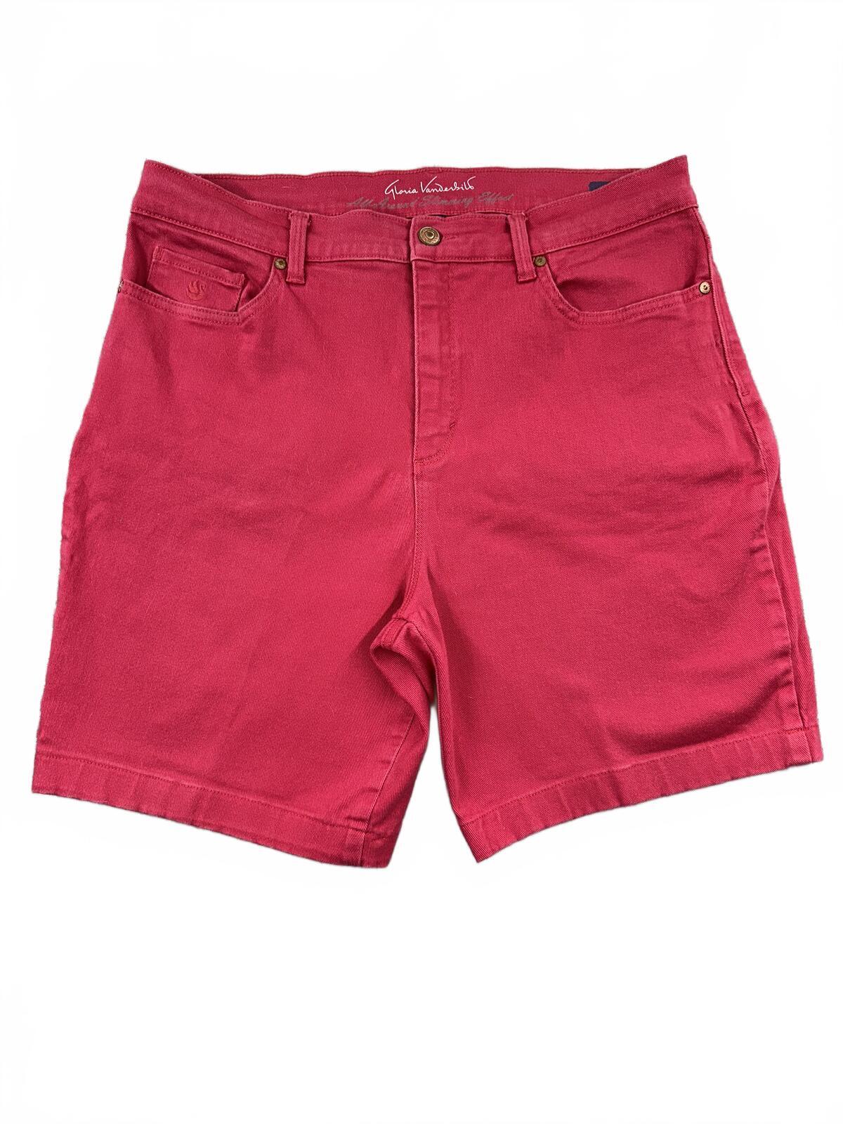 Gloria Vanderbilt Red/Pink Denim Shorts Classic Five Pocket Summer Casual