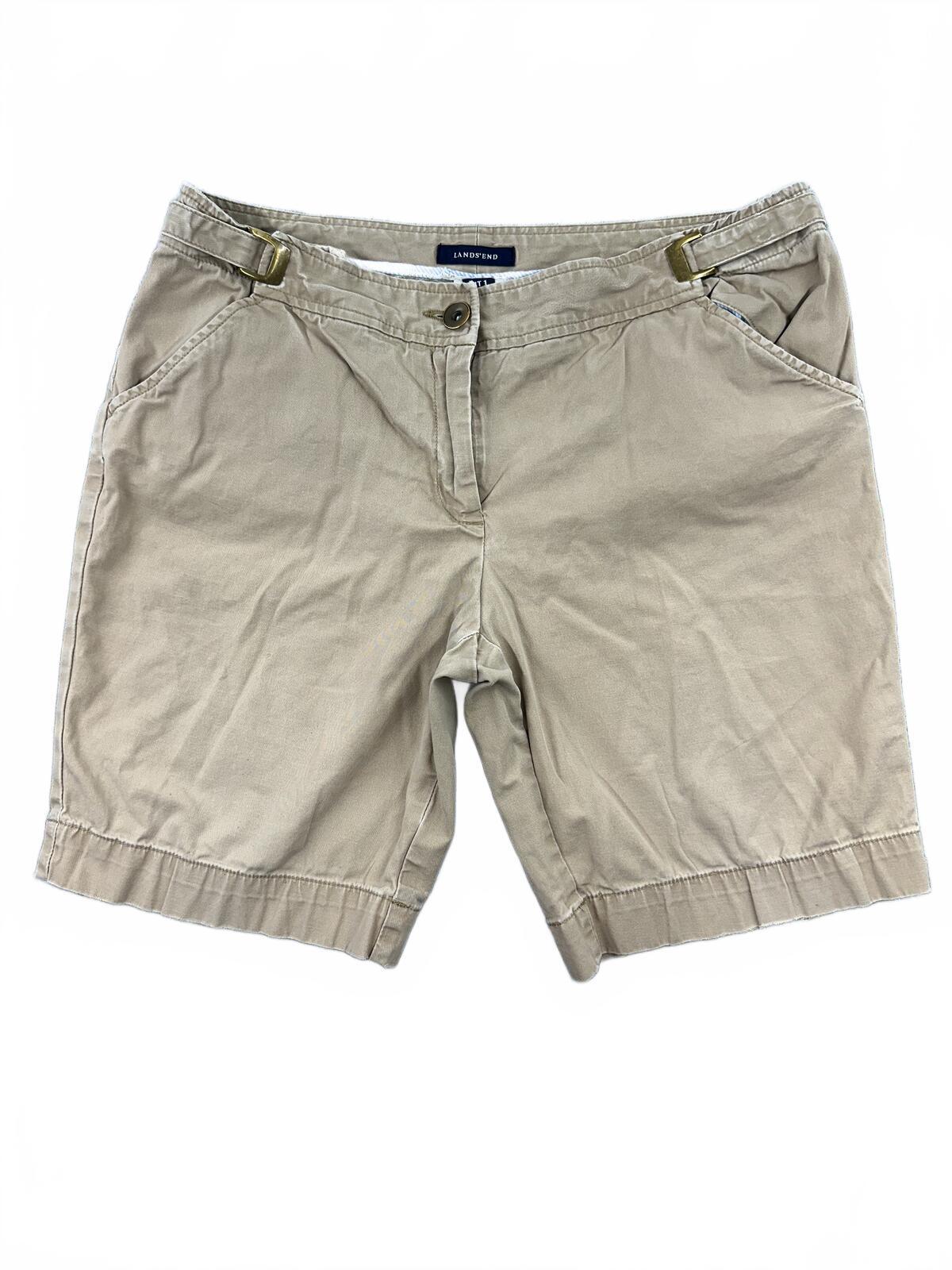 Lands End Classic Khaki Shorts Adjustable Side Buckles Buttoned Back Pockets 6P