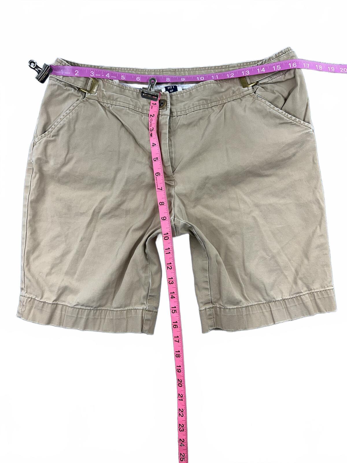 Lands End Classic Khaki Shorts Adjustable Side Buckles Buttoned Back Pockets 6P