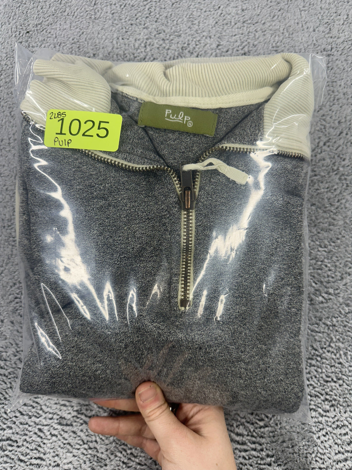 Pulp Grey Marl Quarter Zip Pullover Casual Preppy Sporty Sweater