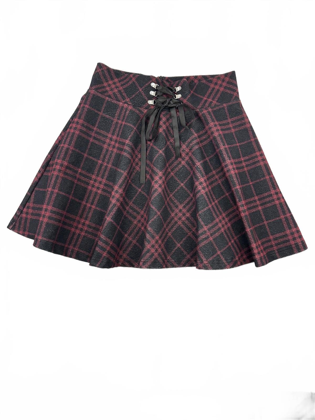 Plaid Lace Up A Line Skort