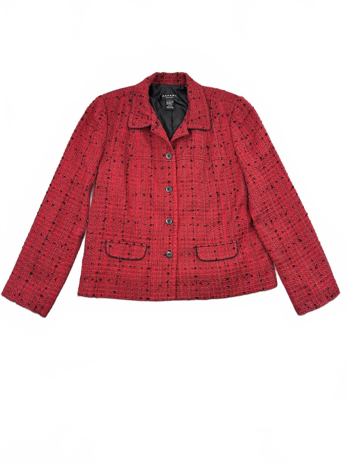 Rafael Red Tweed Jacket Classic Vintage Inspired Button Up